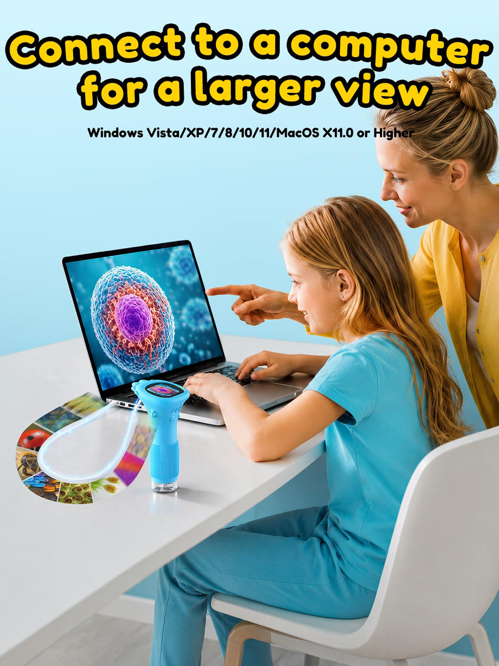 Acoath Microscope for Kids, 1000X Handheld Digital Miniscope with 2.0" Screen, Portable Pocket Microscope Education Toys Birthday Gifts for Age 3 4 5 6 7 8 9 10 Girls Boys