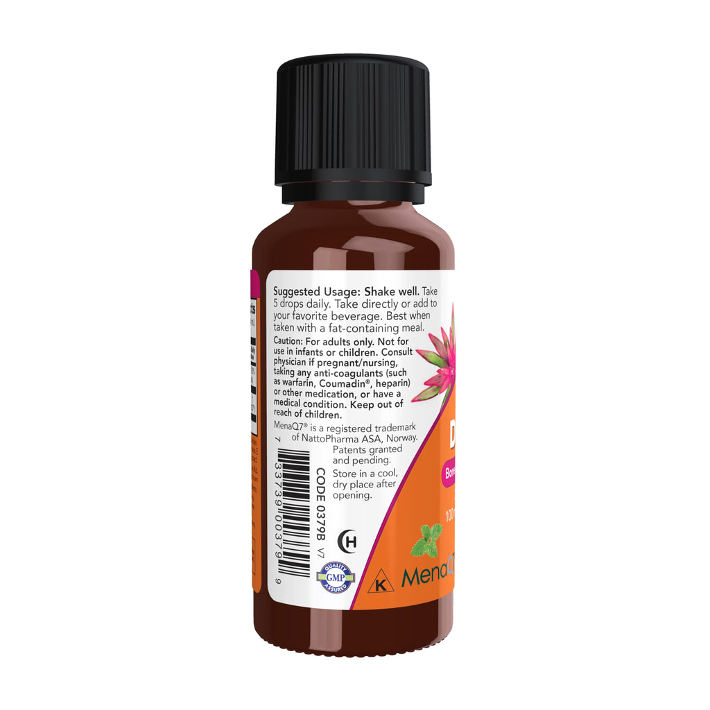 NOW Supplements, Liquid D-3 & MK-7, Mint Flavor, 1 oz