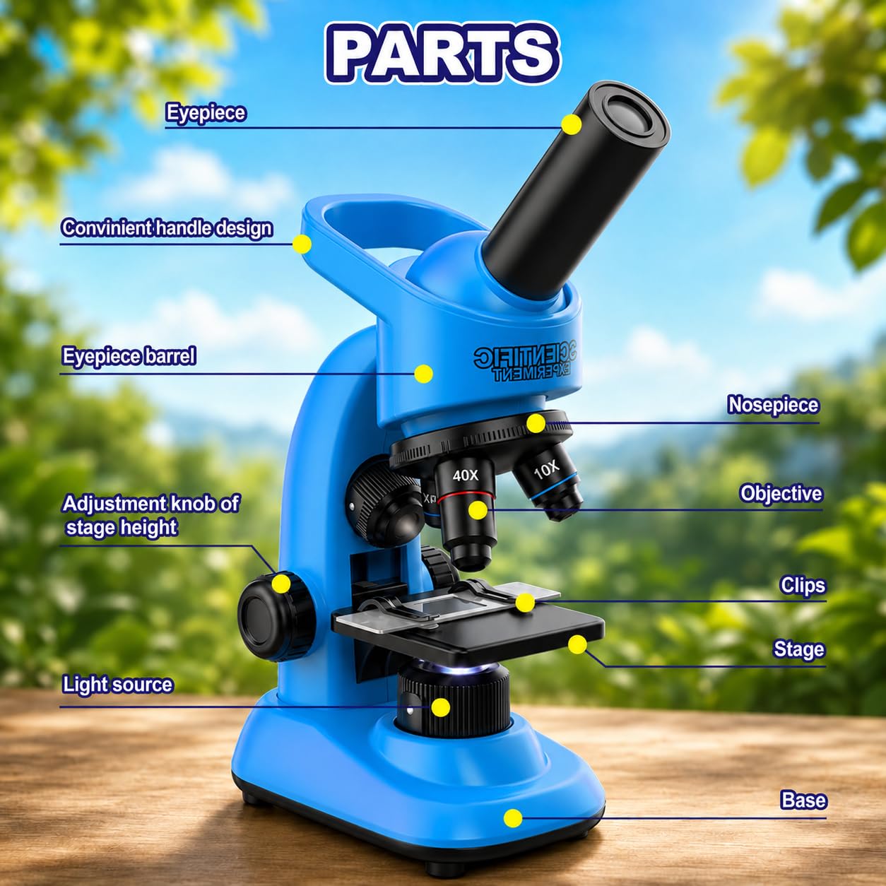 Kids Microscope,40-1600x Microscope Kit for Kids Beginners Children,STEM Kit,Prepared Slides,LED Light and Configured Various Operating Tools- Science Experiment Toy for Kids Ages 6-12