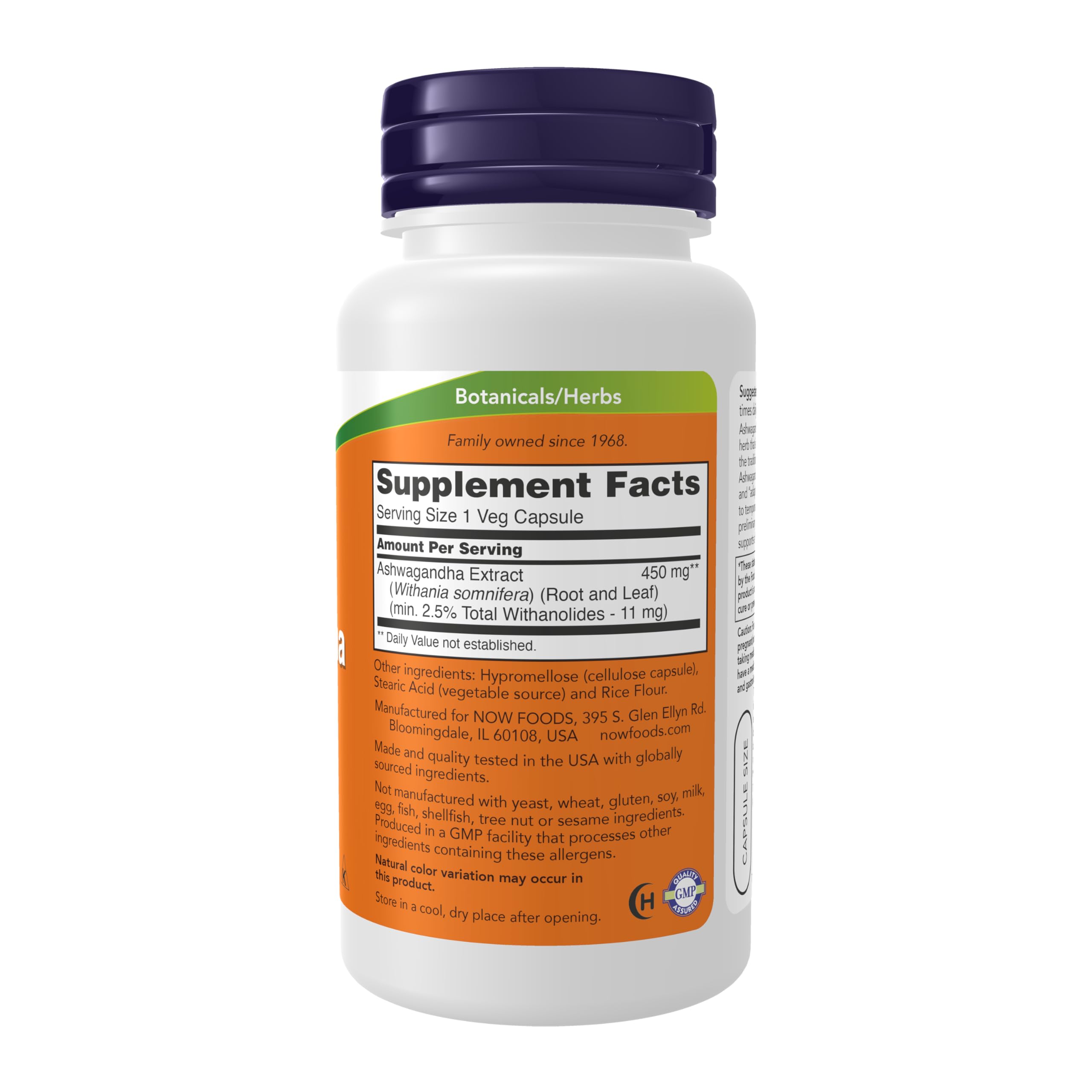 NOW Supplements, Ashwagandha (Withania somnifera) 450 mg (Standardized Extract), 90 Veg Capsules