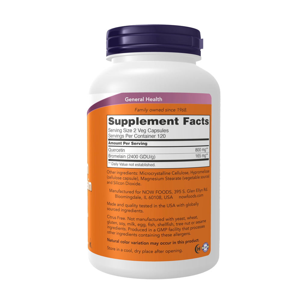 NOW Foods Supplements, Quercetin with Bromelain, 240 Veg Capsules