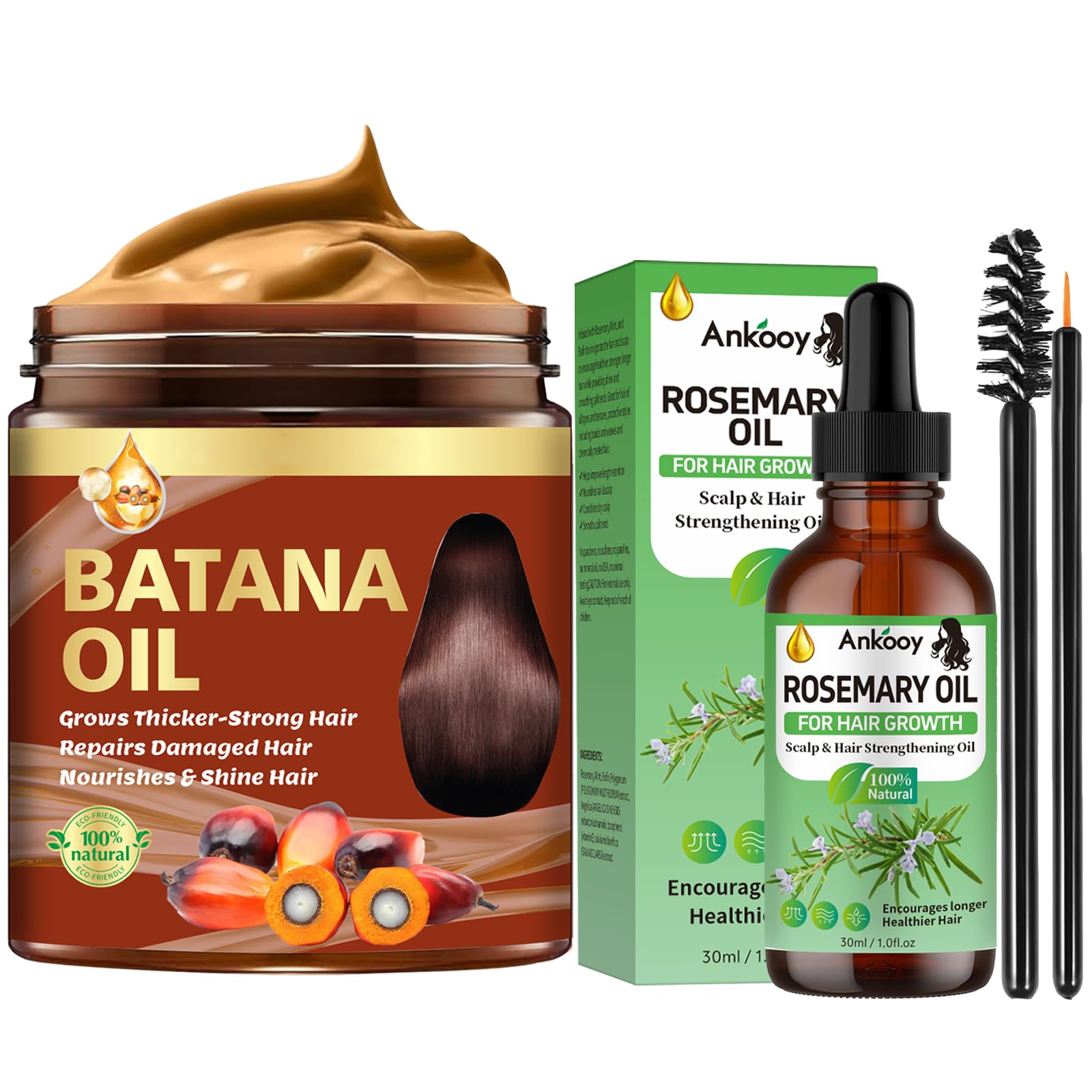 Batana Oil for Hair Growth & Rosemary Oil for Hair Growth,Raw Batana Hair Mask Rosemary Hair Growth Serum,Hair Oil for Dry Damaged Hair,Promotes Hair Thickness for Men Women