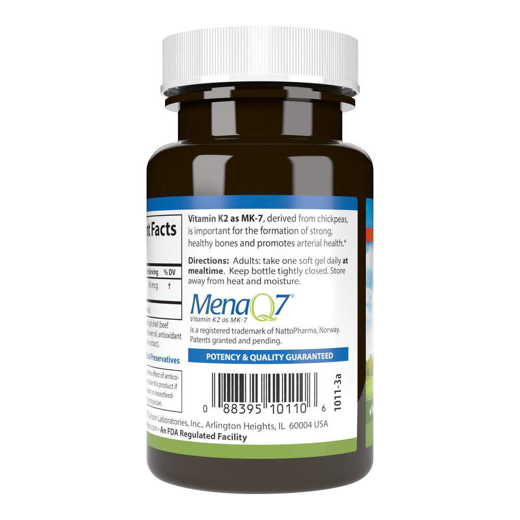 Carlson Vitamin K2 MK-7 (Menaquinone), 45 mcg, Bone Support, 90 Softgels