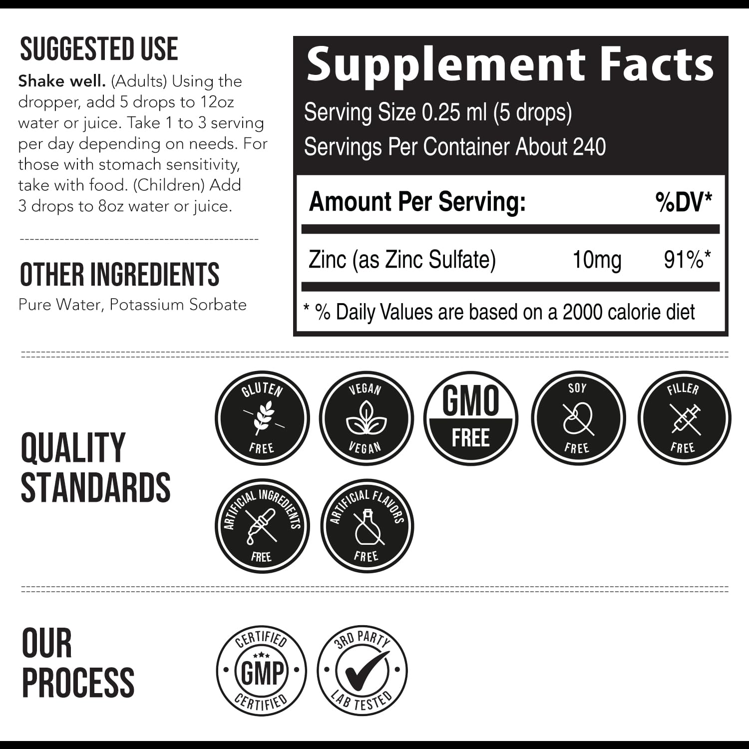 Ionic Liquid Zinc – 8 Month Supply, Adjustable Dosing for Adults – High Absorption, Vegan, Glass Bottle – Supports Immune System, Brain & Thyroid Health – Essential Mineral Supplement (2 oz)