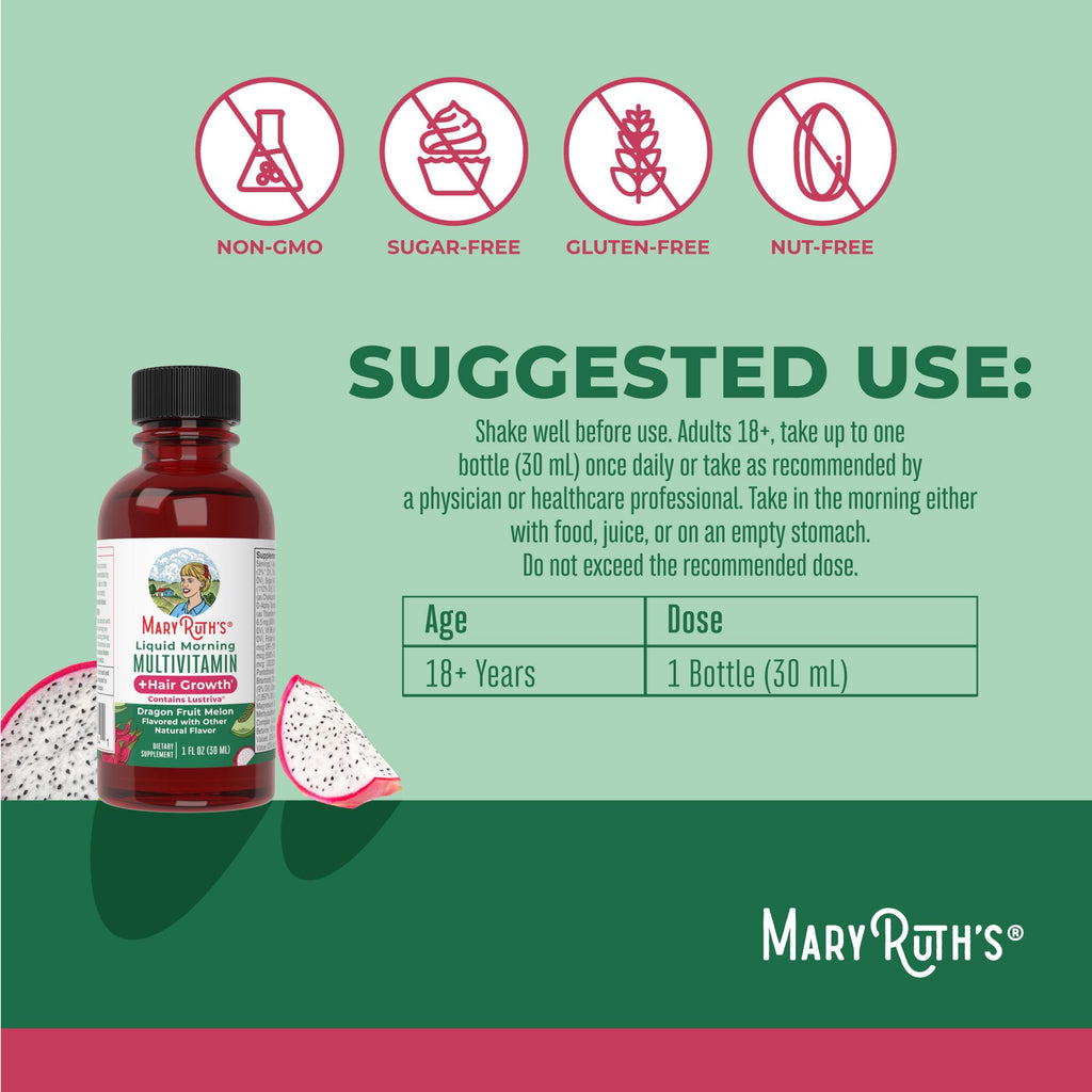 MARYRUTH'S Liquid Multivitamin + Hair Growth Travel Pack, 1 Fl Oz, 8 Pack