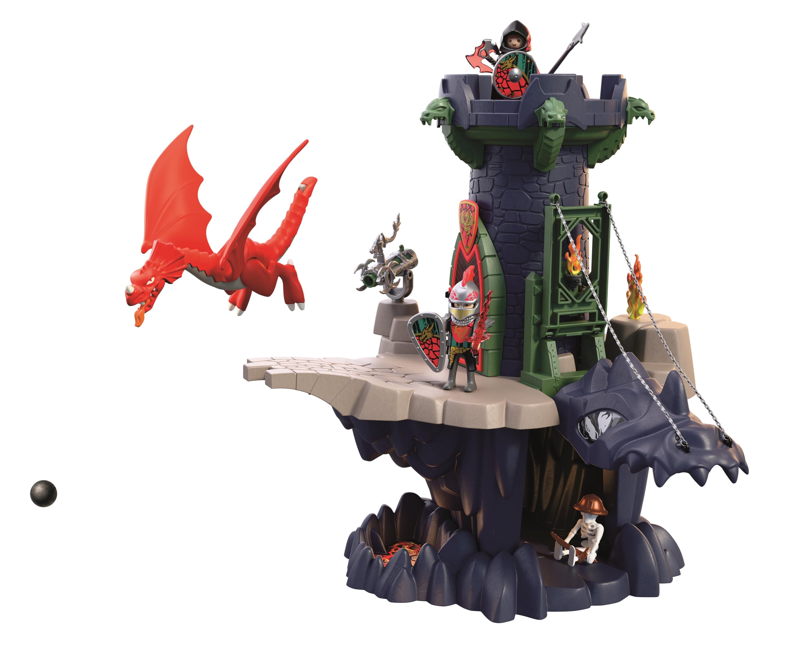 Playmobil | Knights | Dragon Knights Tower | Tower with Dragon, Drawbridge & Dragon’s Head Cave | Knights Castle Toy for Children Aged 4+ | 72113