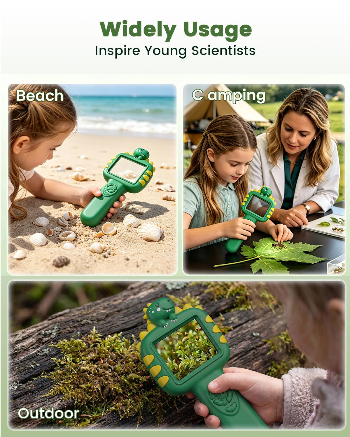Trigowalt Outdoor Portable Kids Microscope: Handheld Microscope Auto Focus