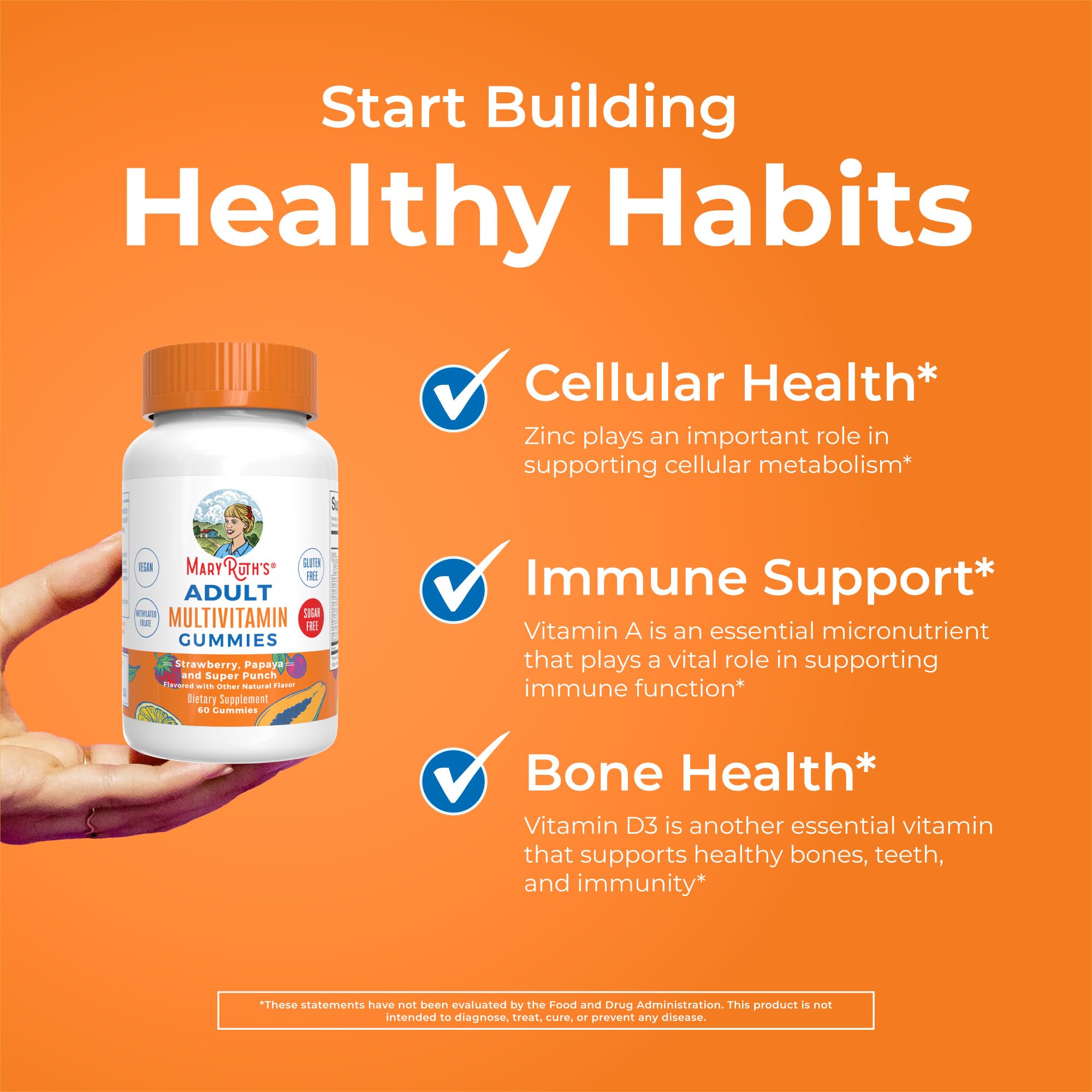 MARYRUTH'S Adult Multivitamin for Women and Men, Sugar Free, 60 Count