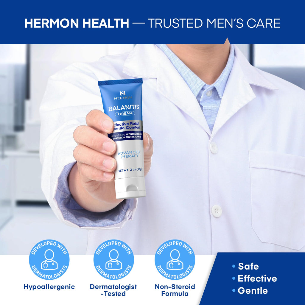 Hermon Balanitis Treatment for Men Relief Kit: Soothing Cream 2oz & Clotrimazole 1% Cleansing Soap 4oz – Helps Relieve Redness, Itching & Irritation – Gentle Care for Sensitive Areas