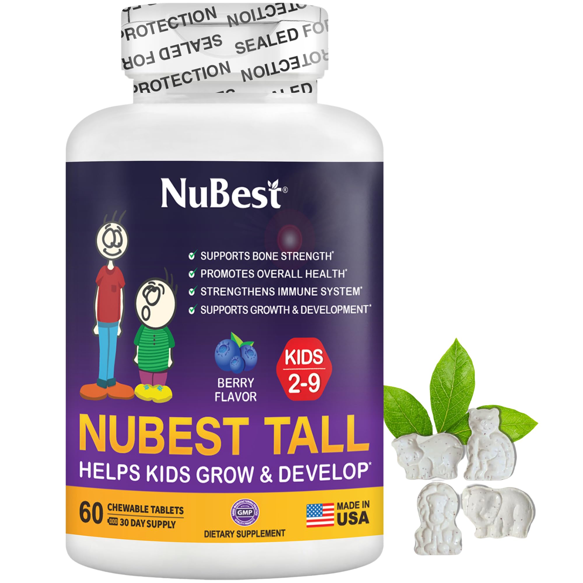 NuBest Bundle Tall 10+ 60 Capsules Tall Kids 60 Chewable Tablets | Height Growth Support for Kids & Teens | Calcium, Vitamins D3 K2, Collagen & Herbs