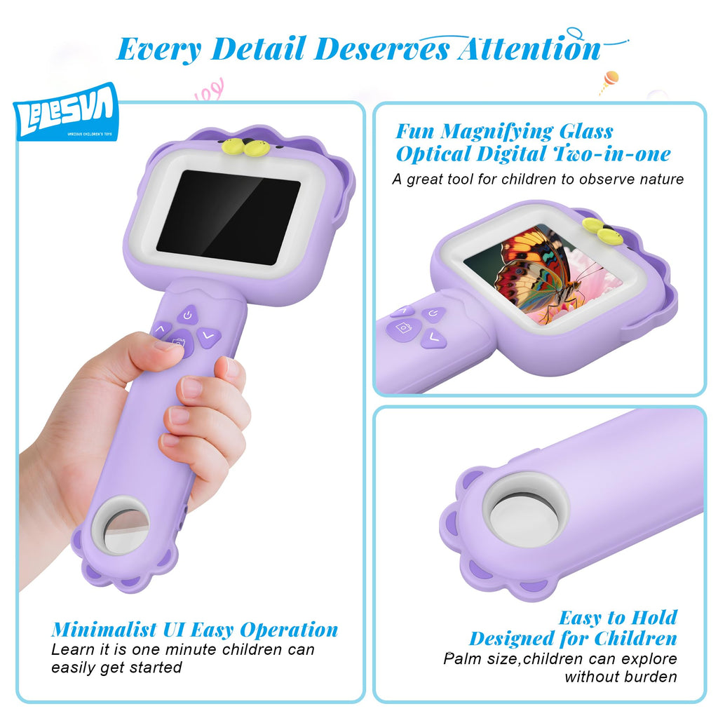 Kids' Microscopes, Portable Mini Pocket Handheld Microscope for Toddlers, Educational Science Stem Toys for Christmas Birthday Gifts for 3 4 5 6 7 8 9 10-Year-Old Boys Girls (Lion)