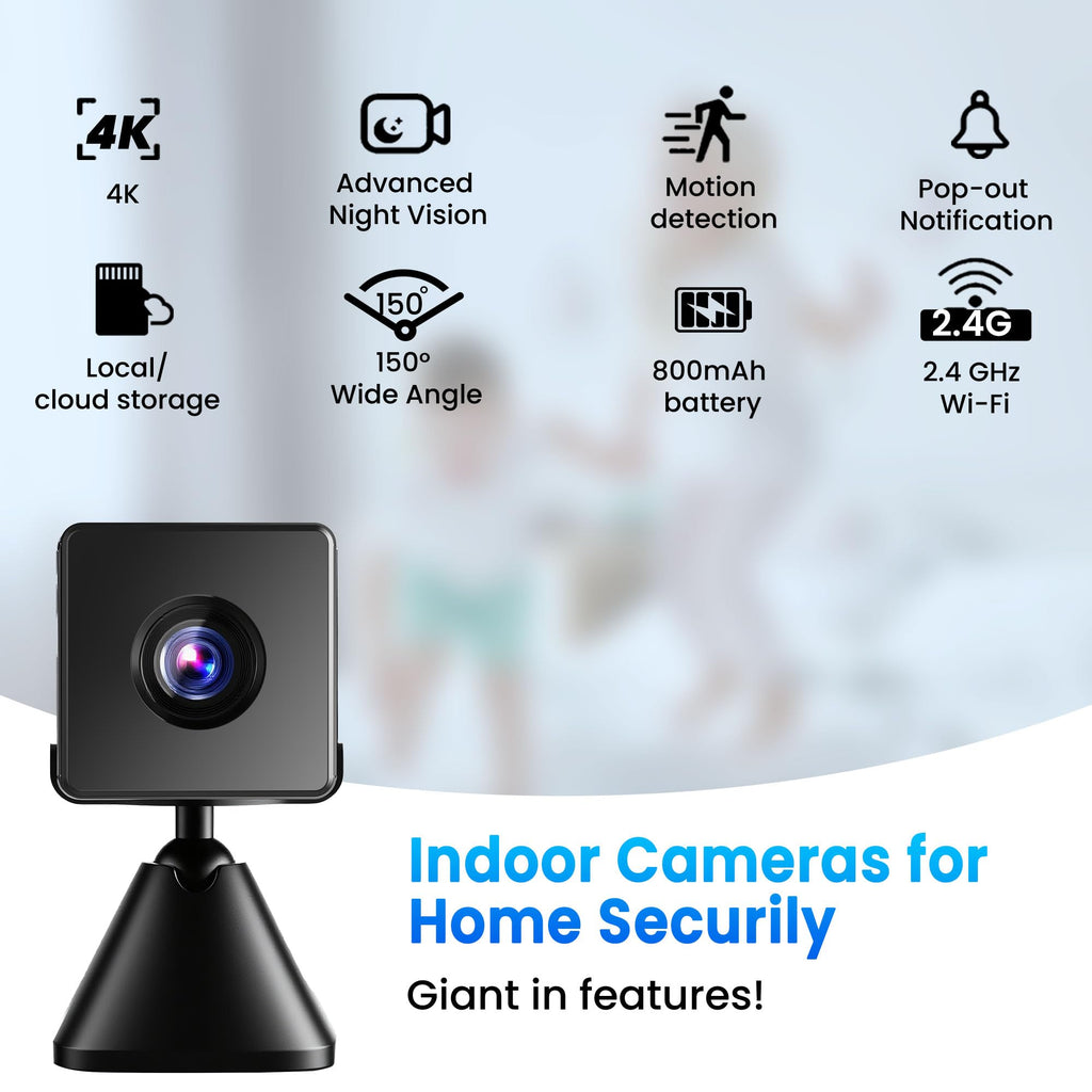 Spy Camera, 4K Hidden Camera with Live View, Plug-in Mini Camera with 24/7 Recording, Nanny Cam with Motion Alerts, Cloud & TF Storage, Night Vision Spy Cam, Wired Indoor Cameras for Home Security