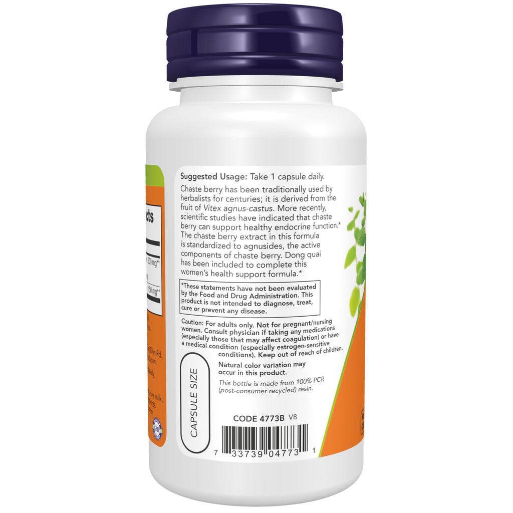 NOW Supplements, Chaste Berry Vitex Extract 300 mg w/Dong Quai, 90 Veg Caps