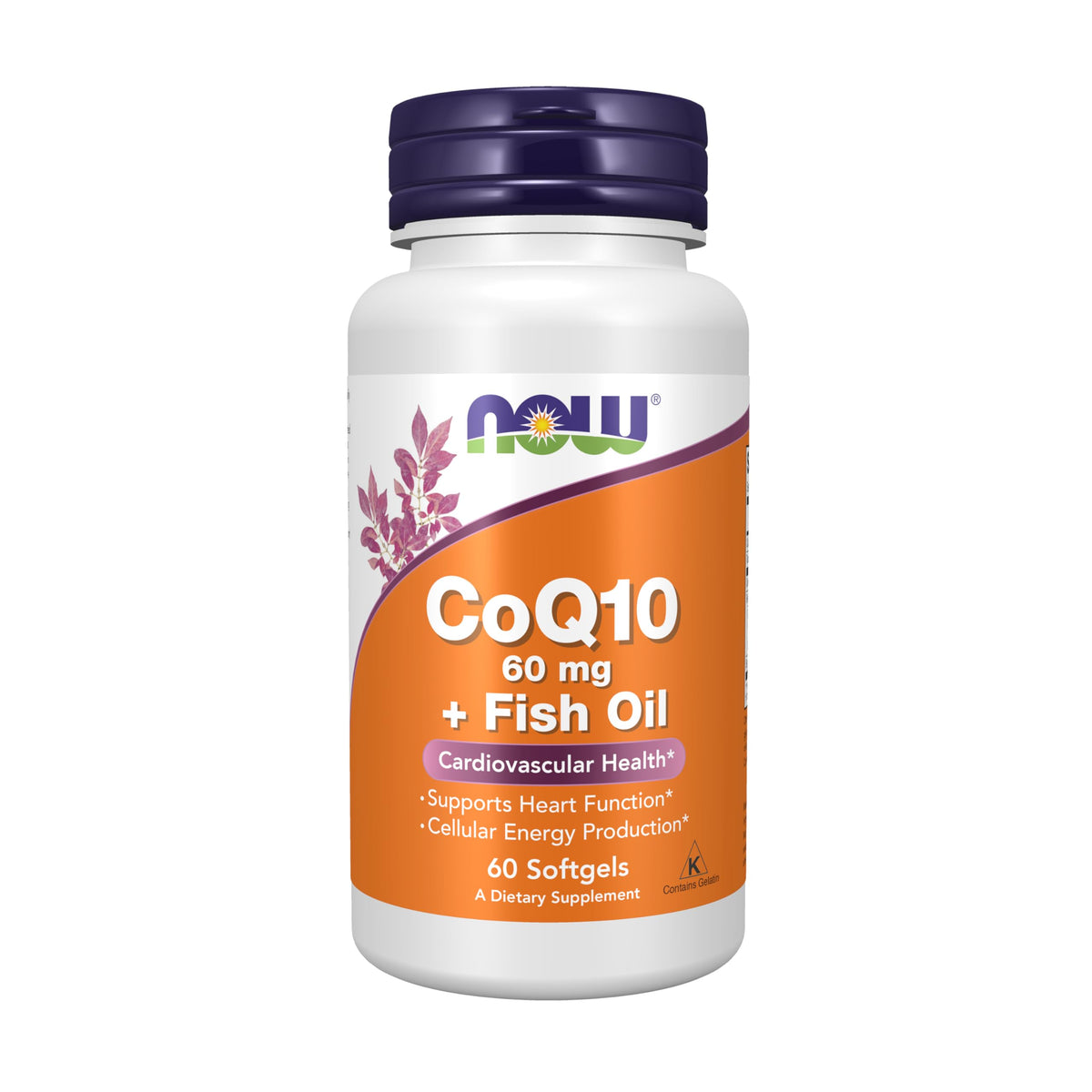 NOW Supplements, CoQ10 60 mg with Omega 3 Fish Oil, 60 Softgels