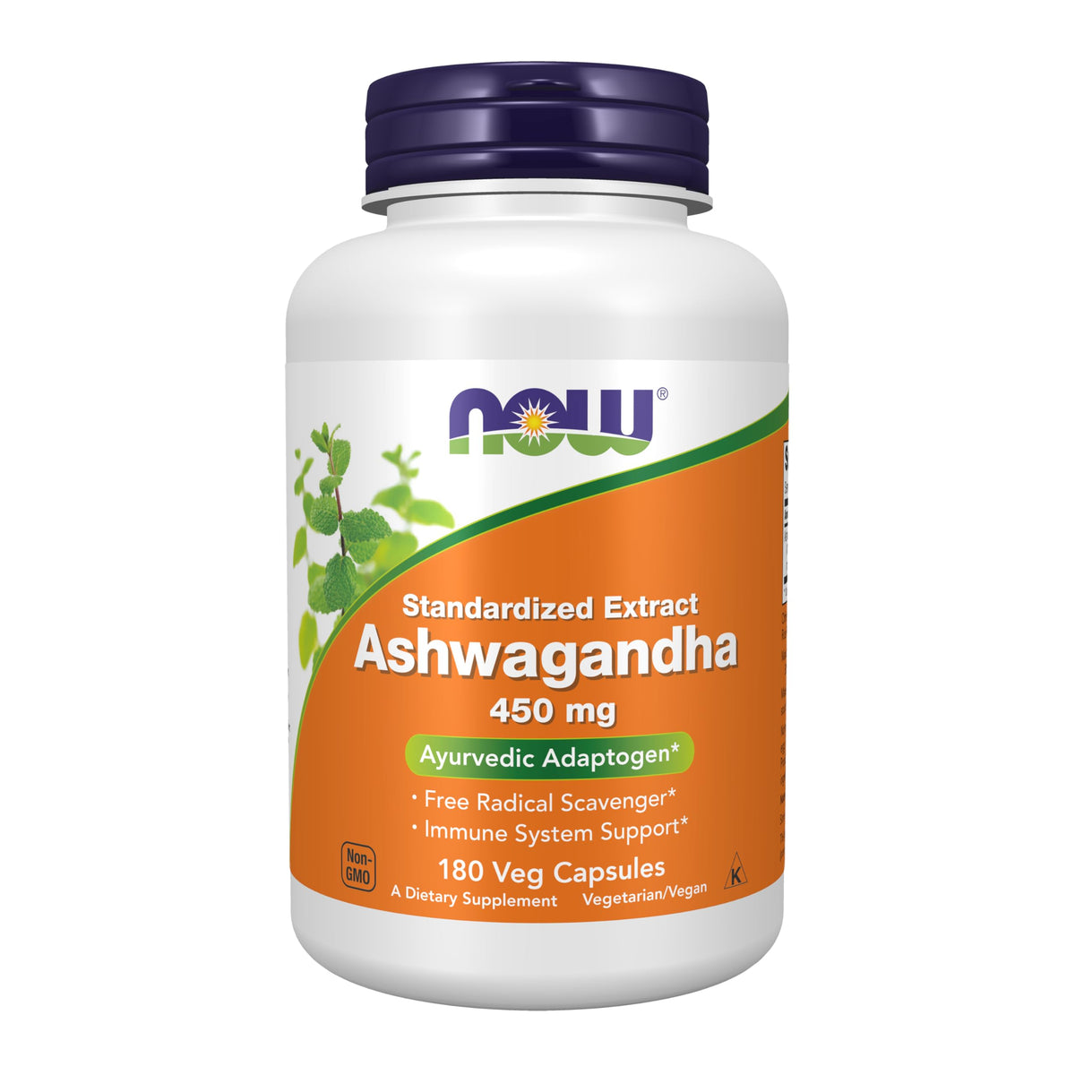 NOW Supplements, Ashwagandha 450 mg (Standardized Extract), 180 Veg Caps