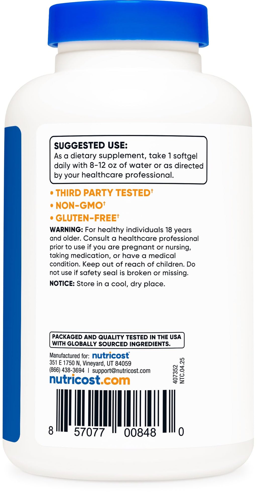 Nutricost Coconut Oil Softgels (1000mg) 120 Softgels - Extra Virgin Coconut Oil - Gluten Free and Non-GMO