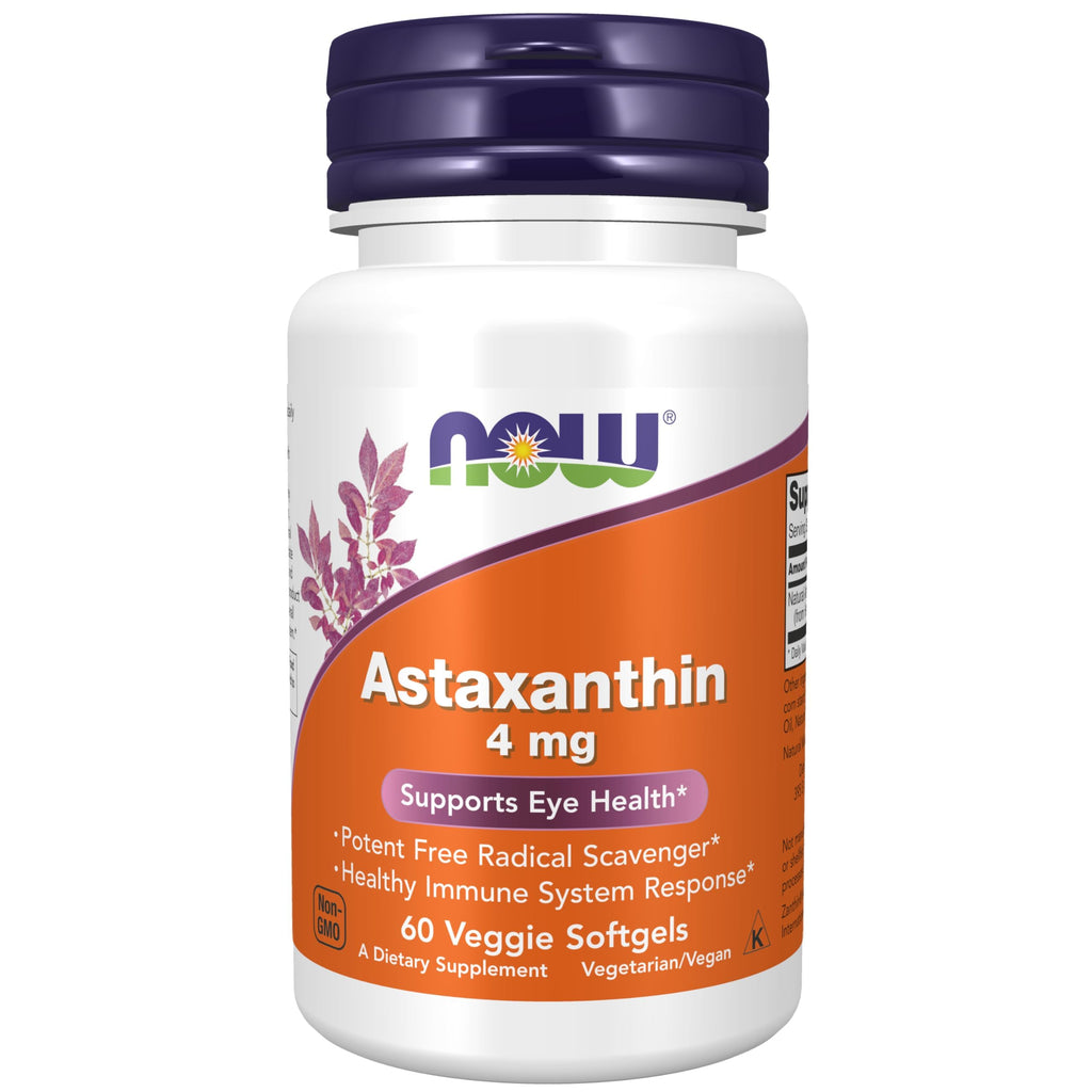 NOW Foods Supplements, Astaxanthin 4 mg, features Zanthin®, Supports Eye Health*, 60 Veg Softgels