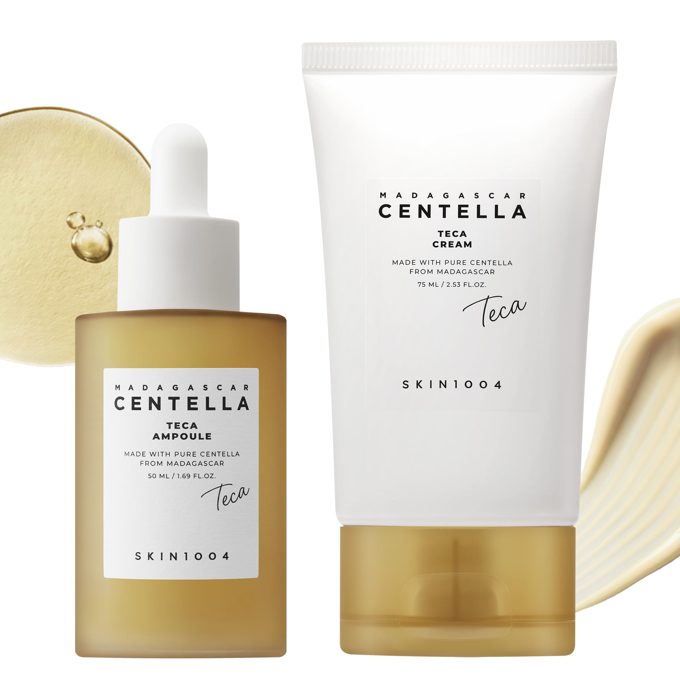 SKIN1004 Madagascar Centella TECA Ampoule & Cream Set, Hydrating Serum & Face Moisturizer with TECA & PDRN for Moisture Barrier Support and Oil & pH Balance for Blemish-Prone Skin, Korean Skin Care