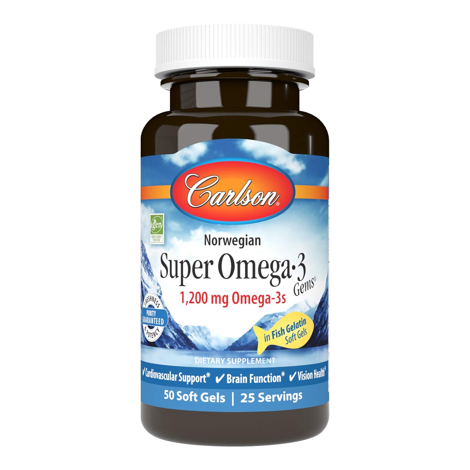 Carlson Super Omega-3 Gems, Pescatarian, 50 Pescatarian Softgels