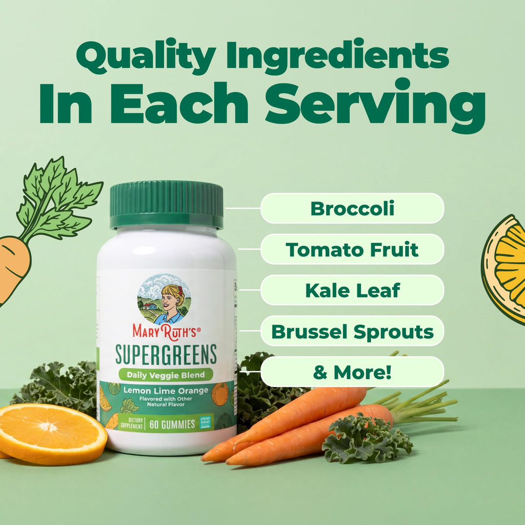 MaryRuth's Super Greens, Naturally-Occurring Quercetin, Spirulina, 60 Count