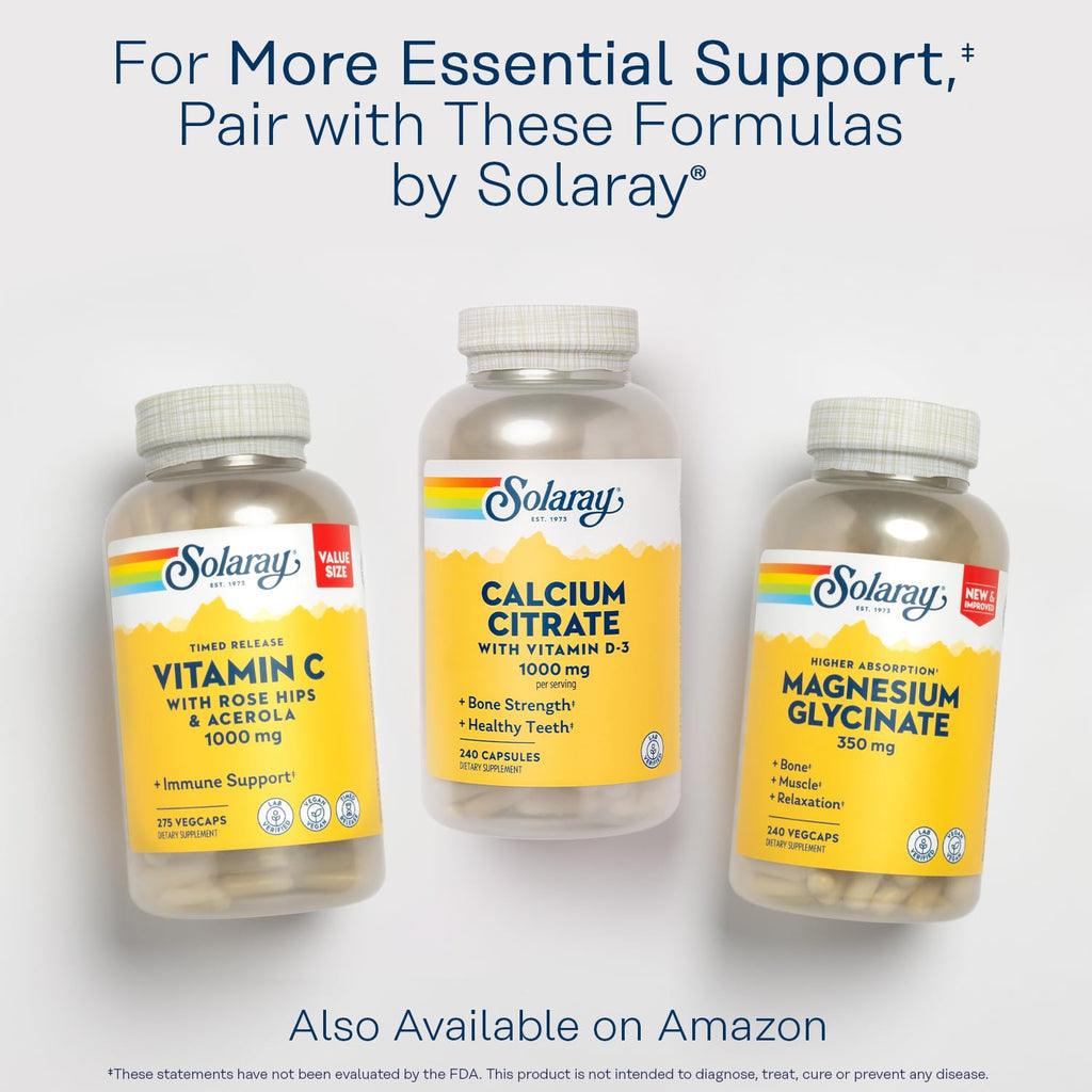 SOLARAY Calcium Citrate with Vitamin D3 1000 mg, 240 Capsules