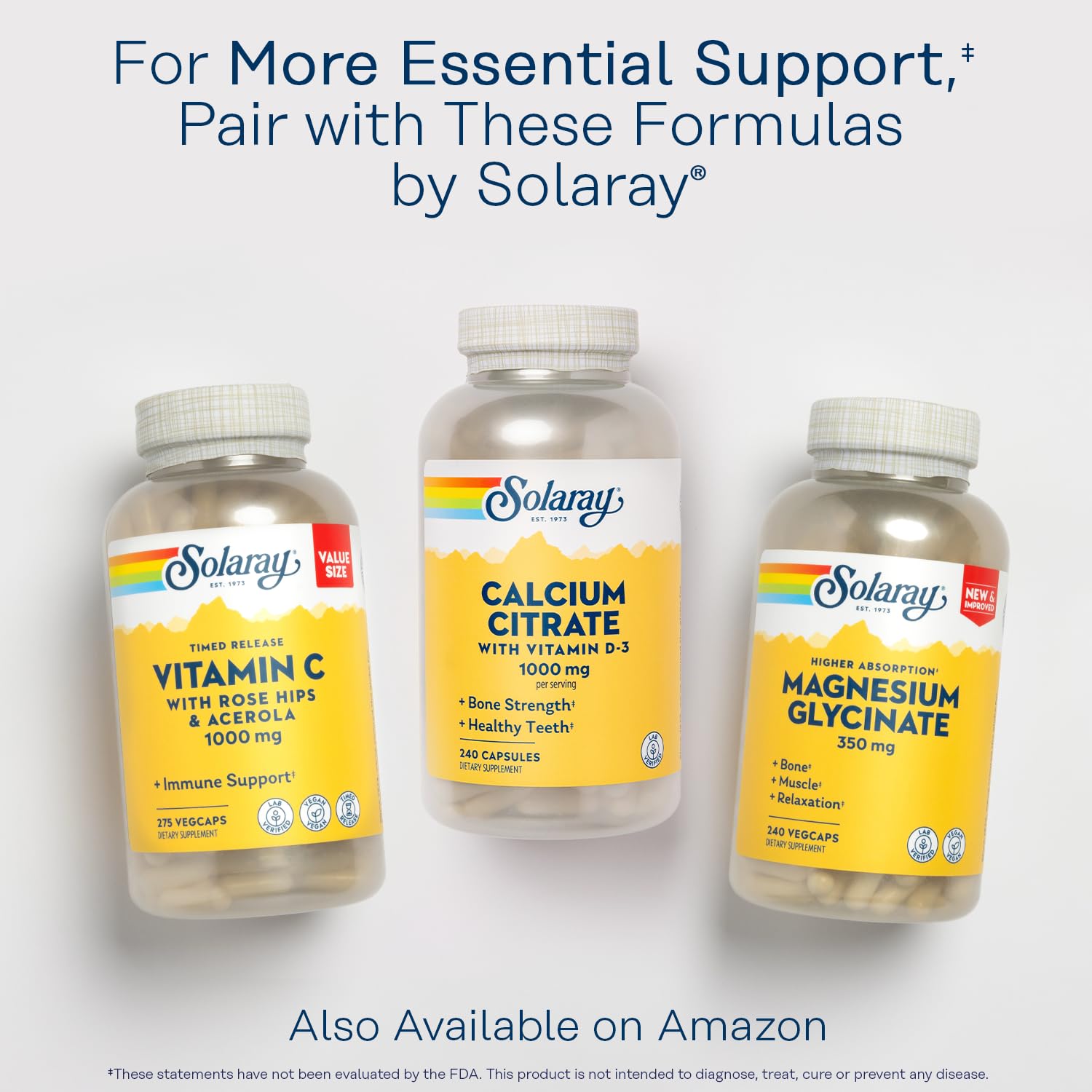 SOLARAY Calcium Citrate with Vitamin D3 1000 mg, 240 Capsules