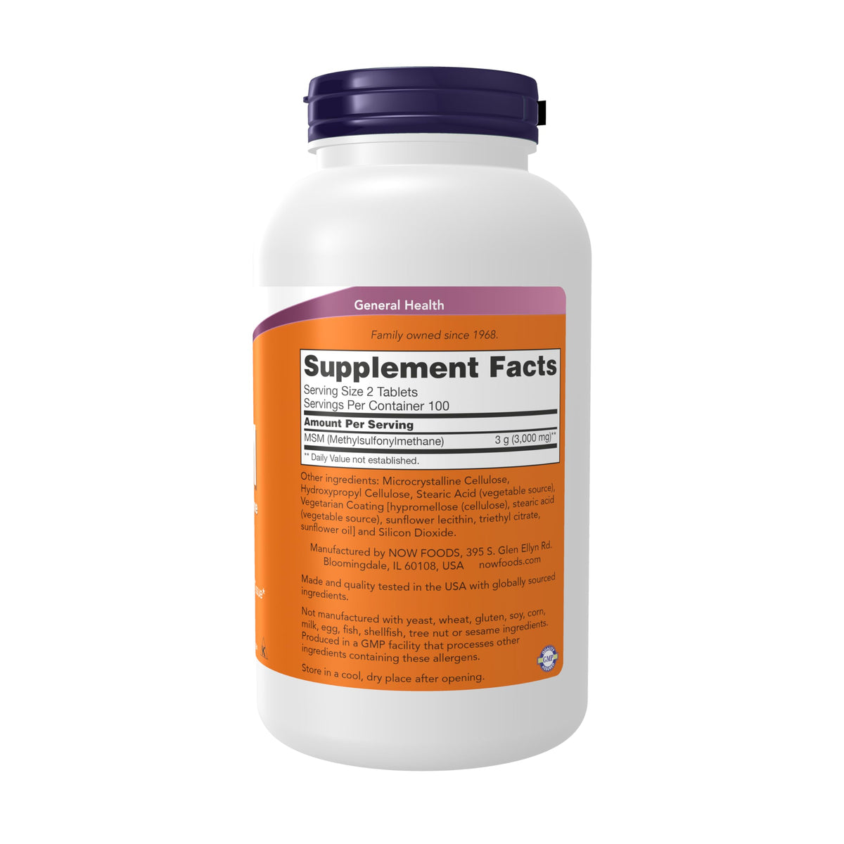 NOW Supplements, MSM 1,500 mg, 200 Tabs