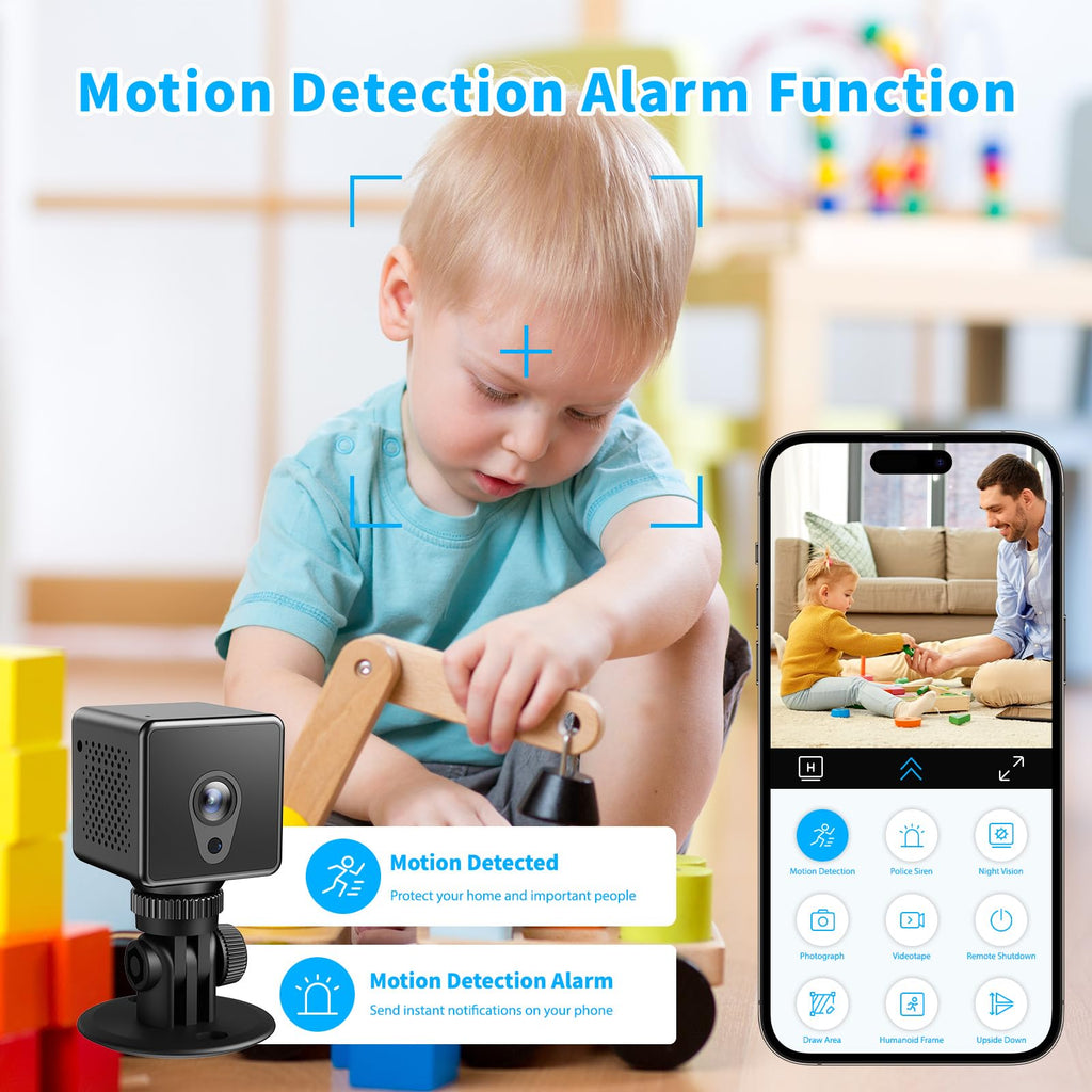 Mini Camera 2026 4K HD WiFi Portable Nanny Cam with Motion Detection,Cloud & SD Storage,Night Vision,Wide Angle,Can No Need WiFi Cams Micro Wireless Small Security Cameras for Home Baby Indoor Outdoor