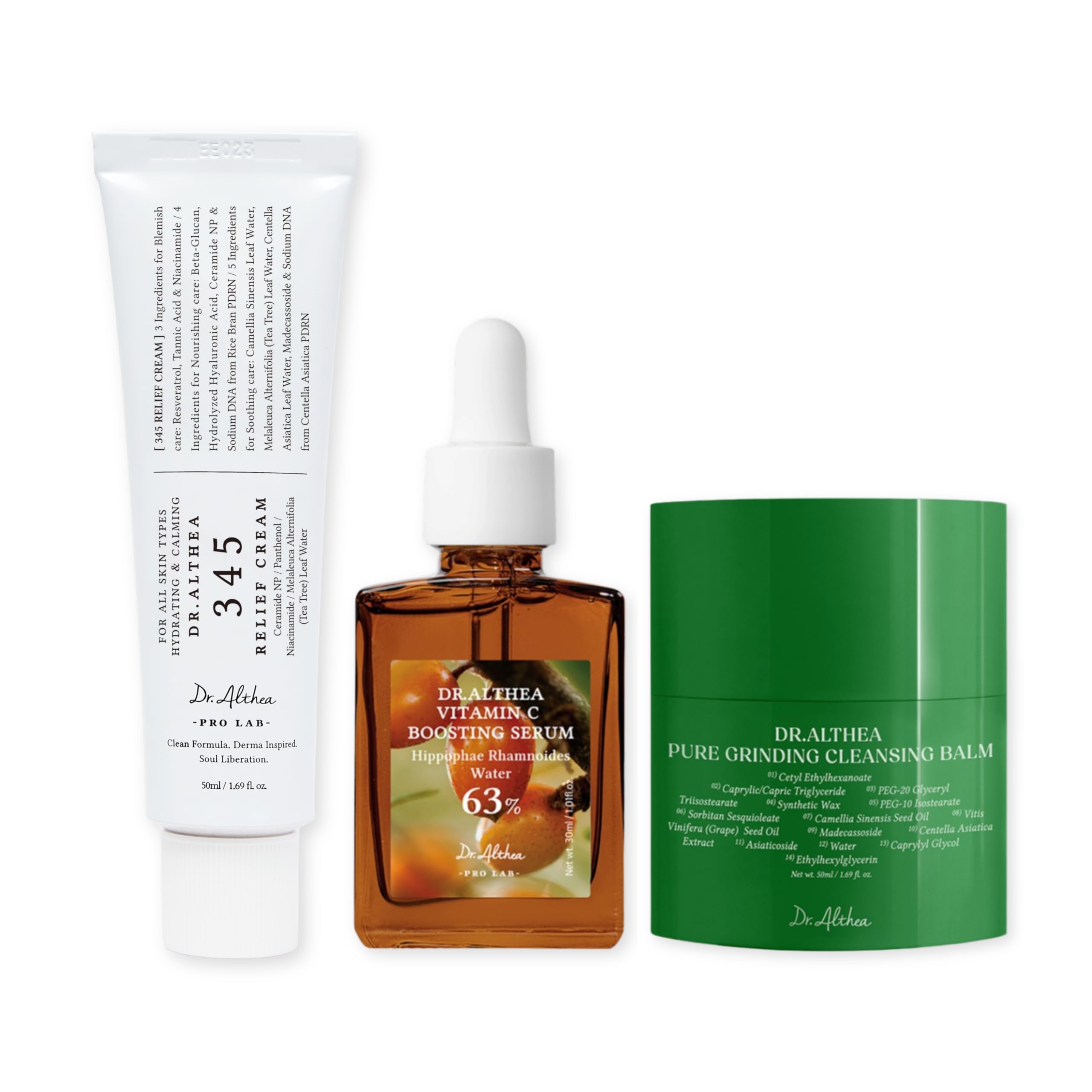 Dr.Althea Best Trio Set | Soothing Cream & Gentle Cleansing & Dark Spot Serum | Korean Vegan Skincare for All Skin Types