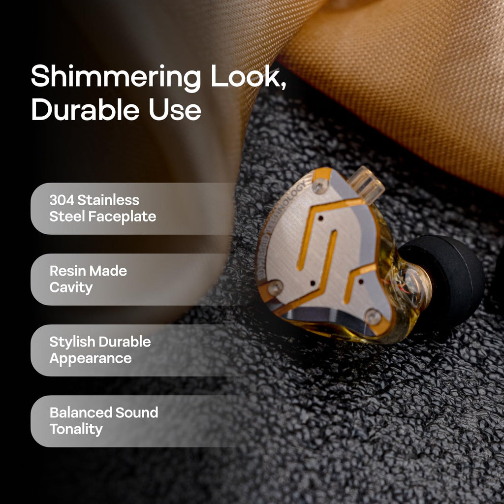 Linsoul KZ ZS10 Pro, 4BA+1DD 5 Driver in Ear Monitor, HiFi Wired Earbuds, Gaming Earbuds, Hybrid IEM Earphones with Stainless Steel Faceplate, Detachable Cable for Musician(Without Mic, Glare Yellow)