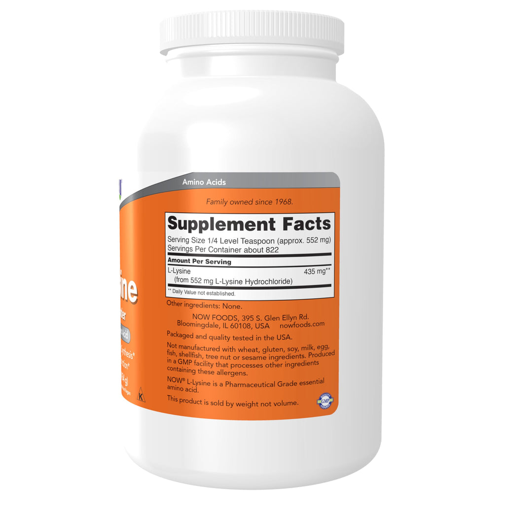 NOW Supplements, L-Lysine Powder, Amino Acid, 1 lb