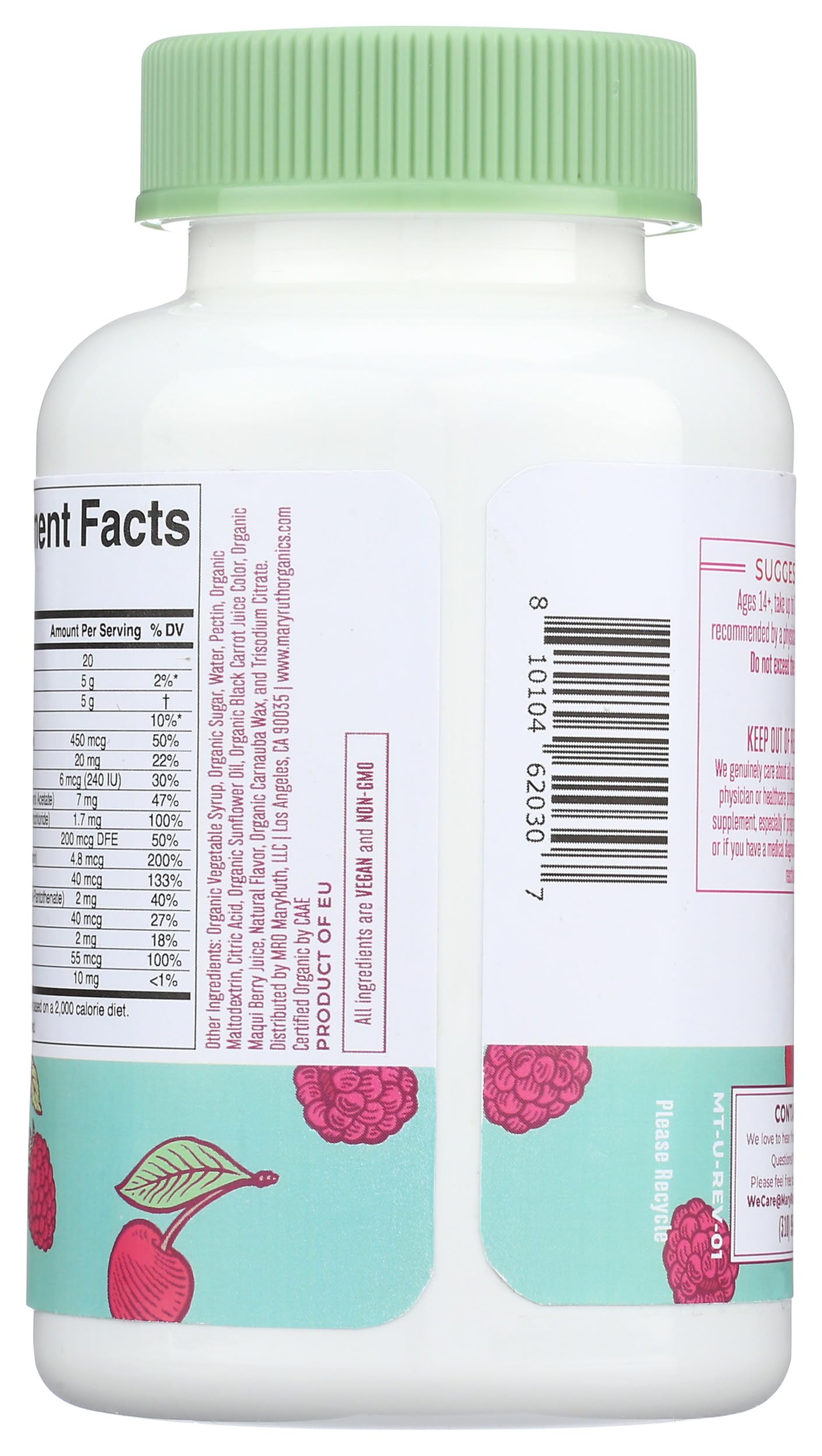 MARYRUTH'S Organic Multivitamin Gummies for Women, Hair & Skin Health, 60ct