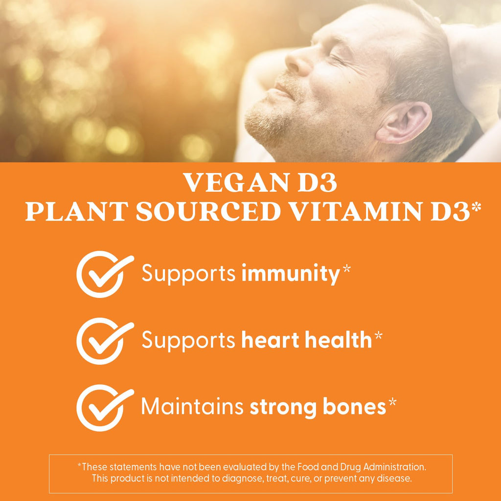 Doctors Best Vegan Vitamin D3 2500 IU Veg Caps - Vegan Vitamin D Supplement for Men & Women, Helps Support Calcium Absorption, Heart Health & Immune Support, 62.5 mcg per Serving - 60 Veggie Capsules