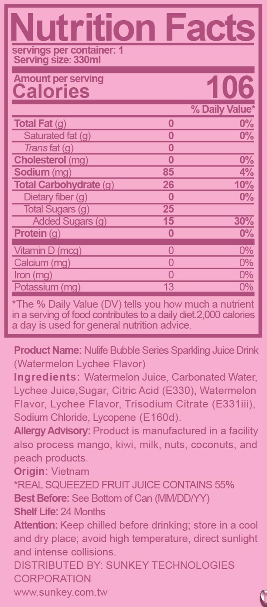 NÜLIFE Watermelon Sparkling Juice, Lychee Flavor, 55% Real Fruit Juice, Lightly Sweet & Refreshing, Low Calorie Soda Alternative, Caffeine Free, 11.2 Fl Oz, 12-Pack