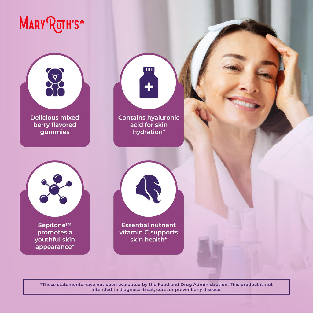MaryRuth's Skin Restore + Renew Gummies with Hyaluronic Acid, 60 Gummies
