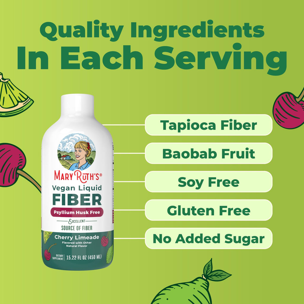 MARYRUTH'S Liquid Fiber for Ages 1+, Baobab Fruit, No Added Sugar, 15.22 oz