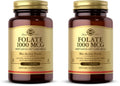 Solgar Folate 1000 mcg, 120 Tablets - 1000 mcg Bio-Active Metafolin - Vegan, Gluten Free, Dairy Free, Kosher - 120 Servings,(Pack of 2)