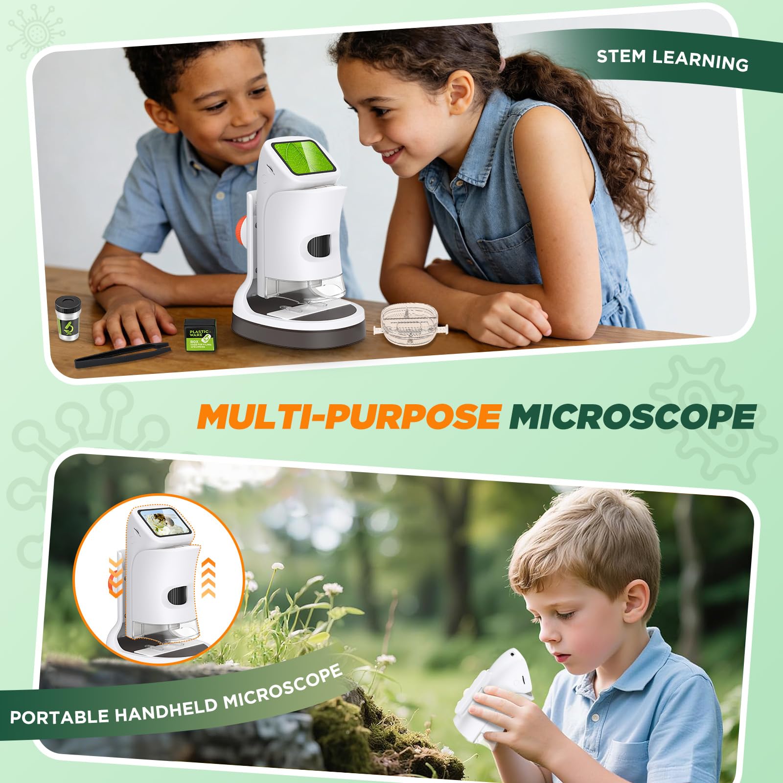 Kids Digital Microscope 1000X 1080P with Screen | Handheld Pocket Microscope for Kids 5-12, Portable Rechargeable STEM Science Kit, Educational Toy Gift for Boys & Girls (2026 New)