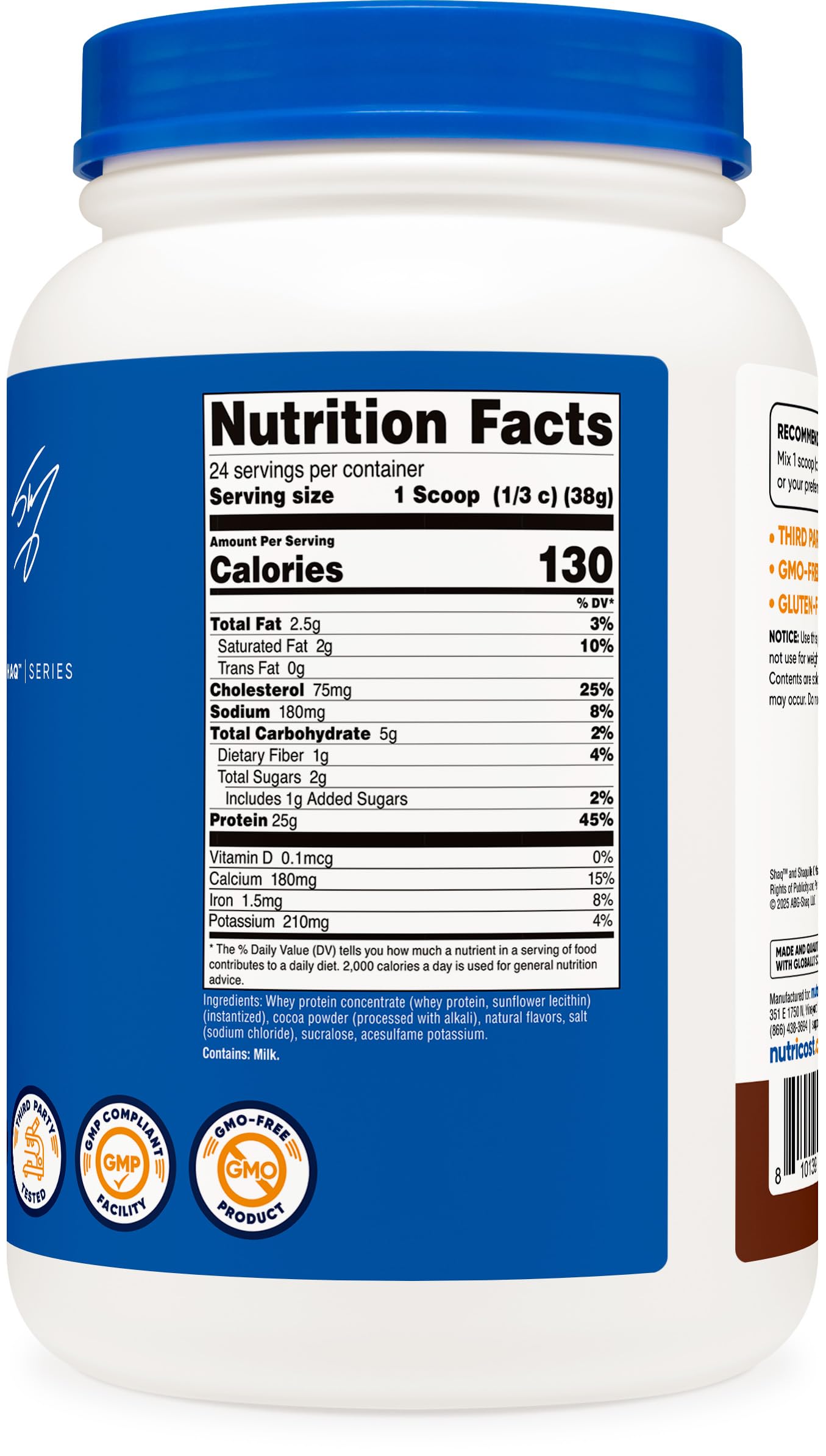 Nutricost Whey Protein Concentrate Powder (Shaq's Double Double Chocolate) 2LBS - 25g Protein, GMO-Free, Gluten-Free