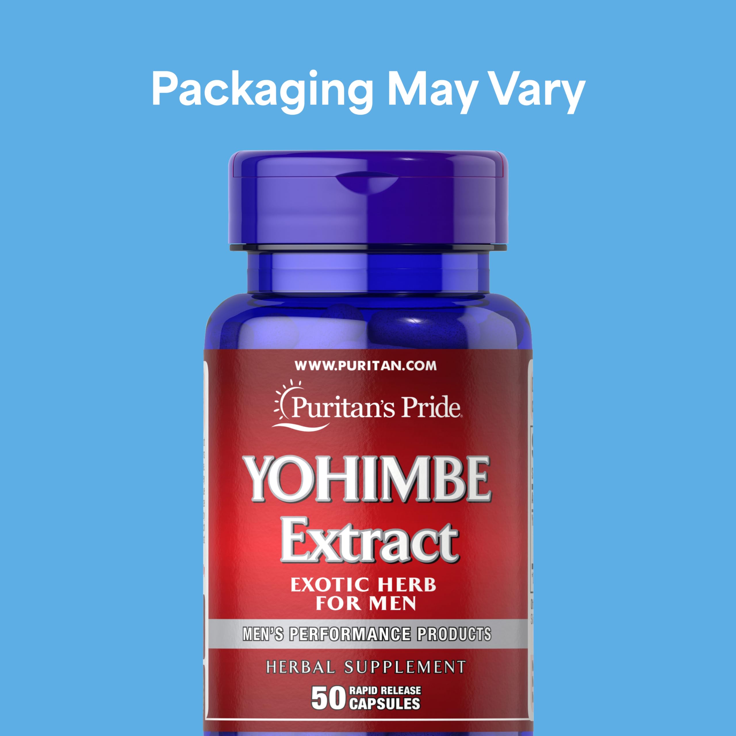 Puritan's Pride Yohimbe Exotic Herb for Men 250 mg, Dietary Supplement, 50 Rapid Release Capsules