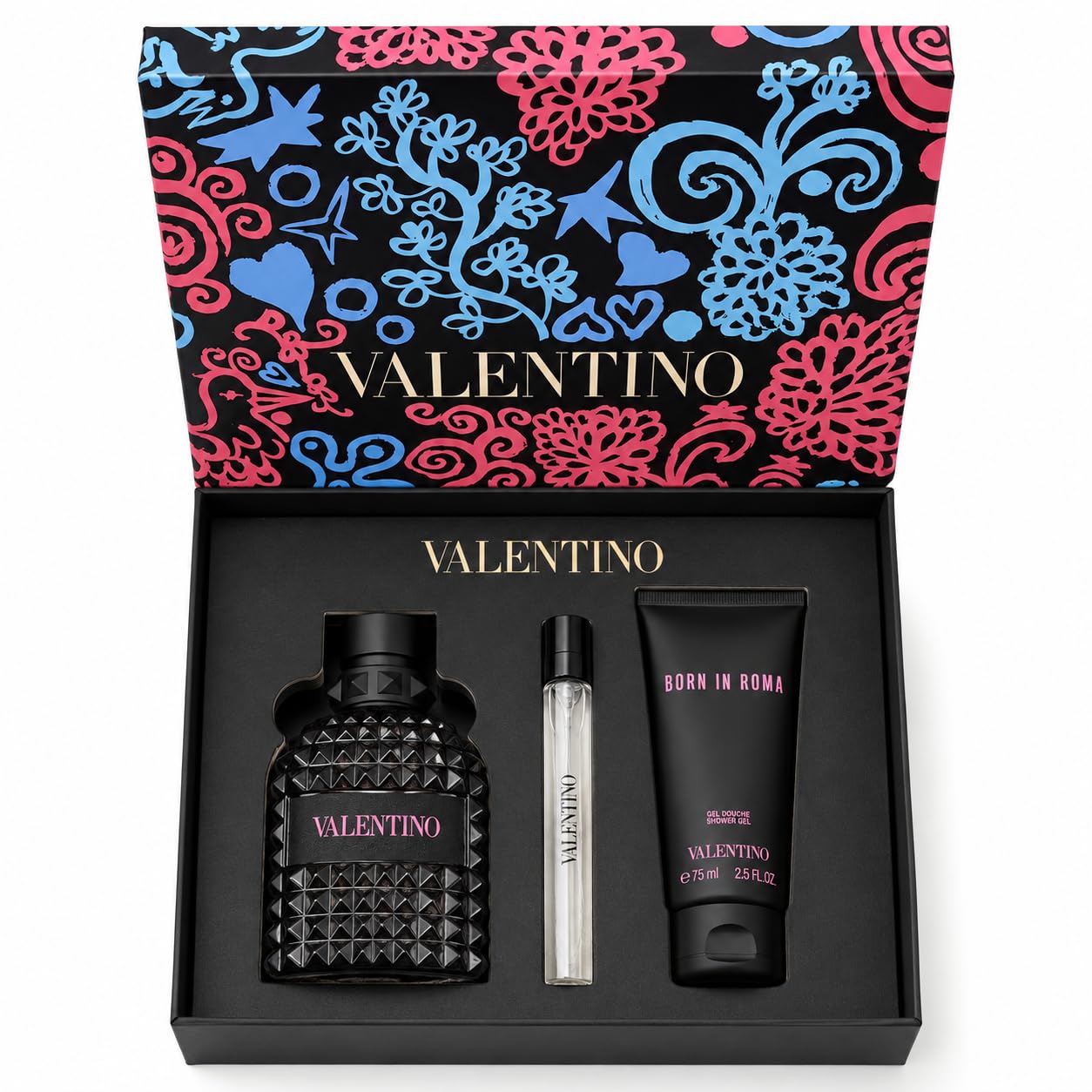 Valentino Uomo Born in Roma Men's Cologne Gift Set 2026-3.4 fl oz Eau de Toilette, 2.5 fl oz Shower Gel & 0.34 fl oz Travel Mini - 3-Piece for Him