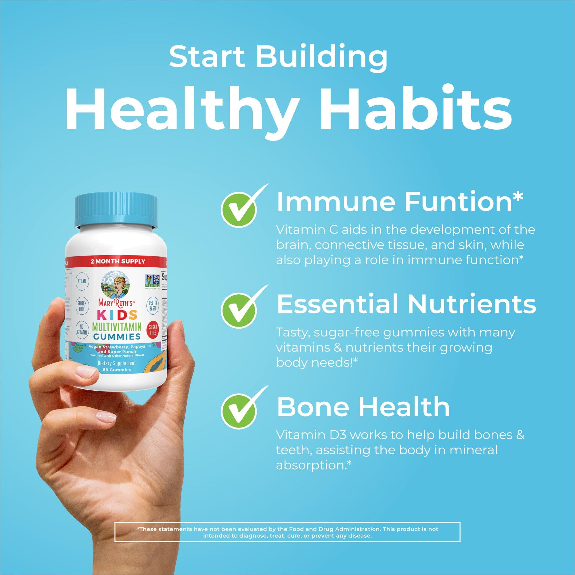MARYRUTH'S Organics Multivitamin and Probiotic Gummies (Strawberry) for Kids | Clean Label Project Verified® | Vitamins for Gut Health, Immunity, & Overall Wellness | Vegan, Non-GMO, Gluten Free