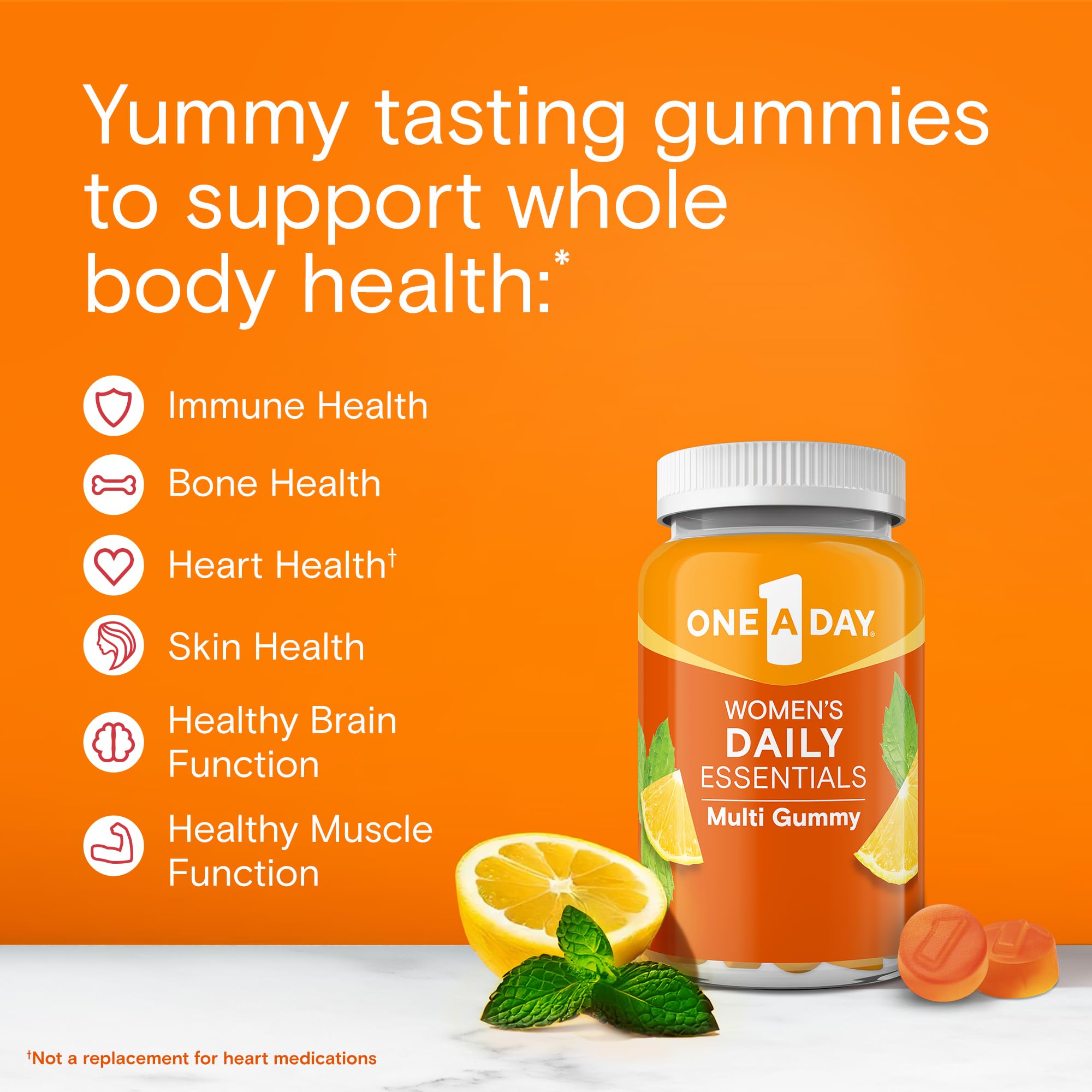 One A Day Women’s Daily Essentials Multivitamin Gummies, Multivitamin for Women, Zinc, Immune Support, Cool Lemonade Naturally Flavored, 120 Gummies