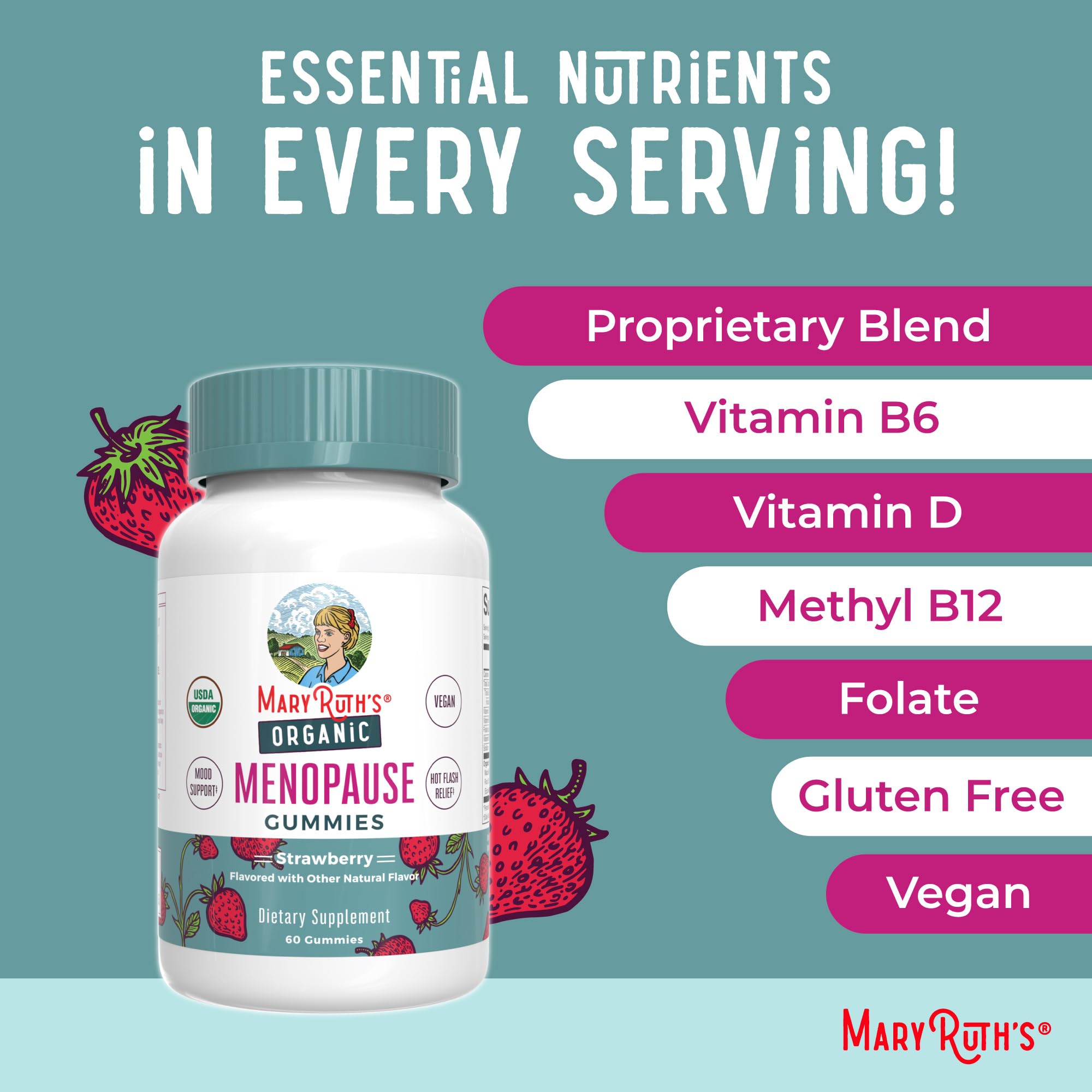 MaryRuth's Organic Menopause Support Gummies, Black Cohosh, 30 Servings