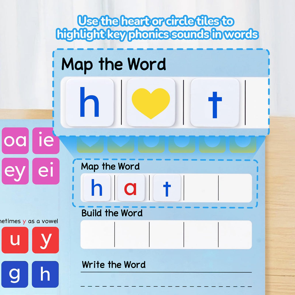 JoyCat 265 Phonics Magnetic Letter Tiles, ABC Word Building Kit with Folder