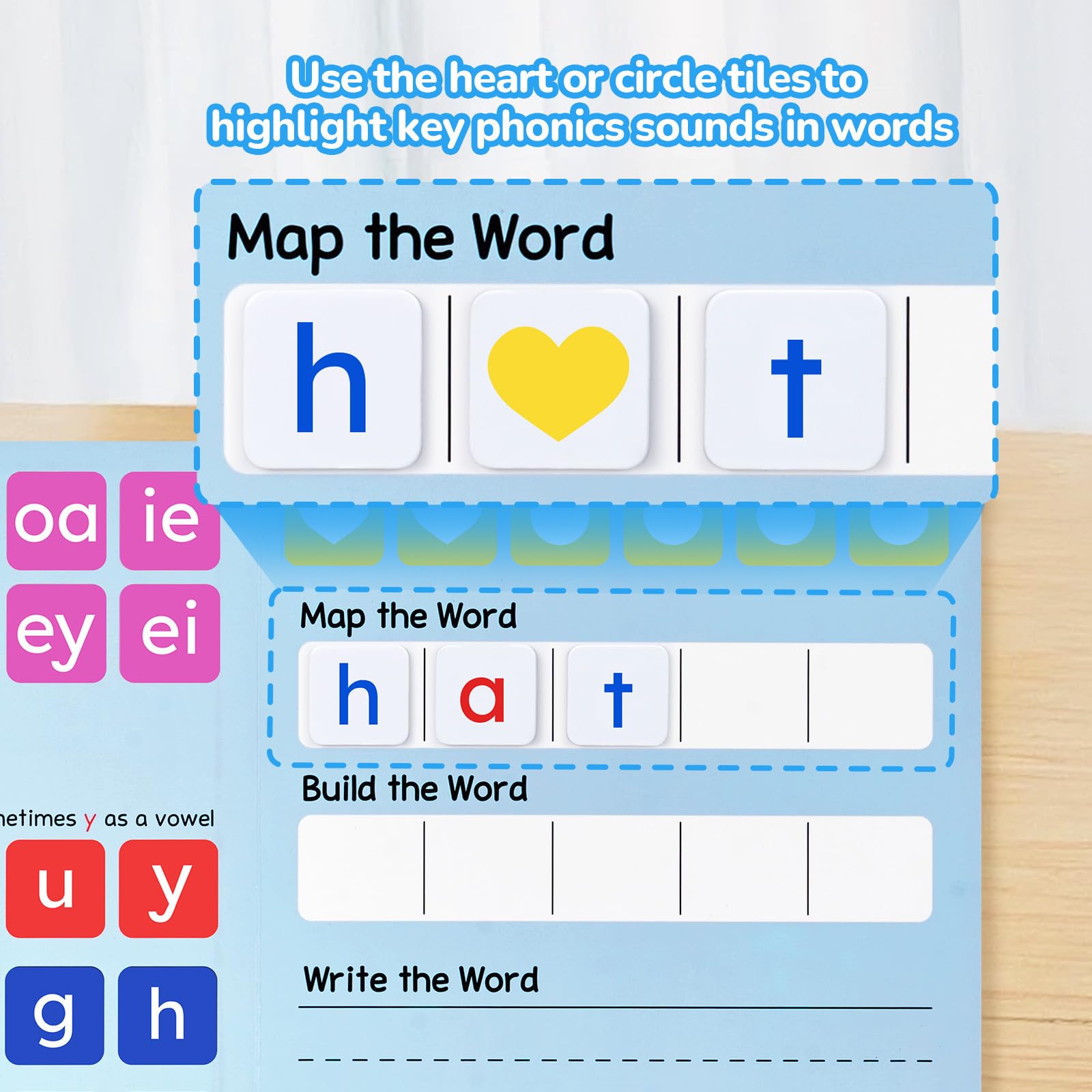 JoyCat 265 Phonics Magnetic Letter Tiles, ABC Word Building Kit with Folder