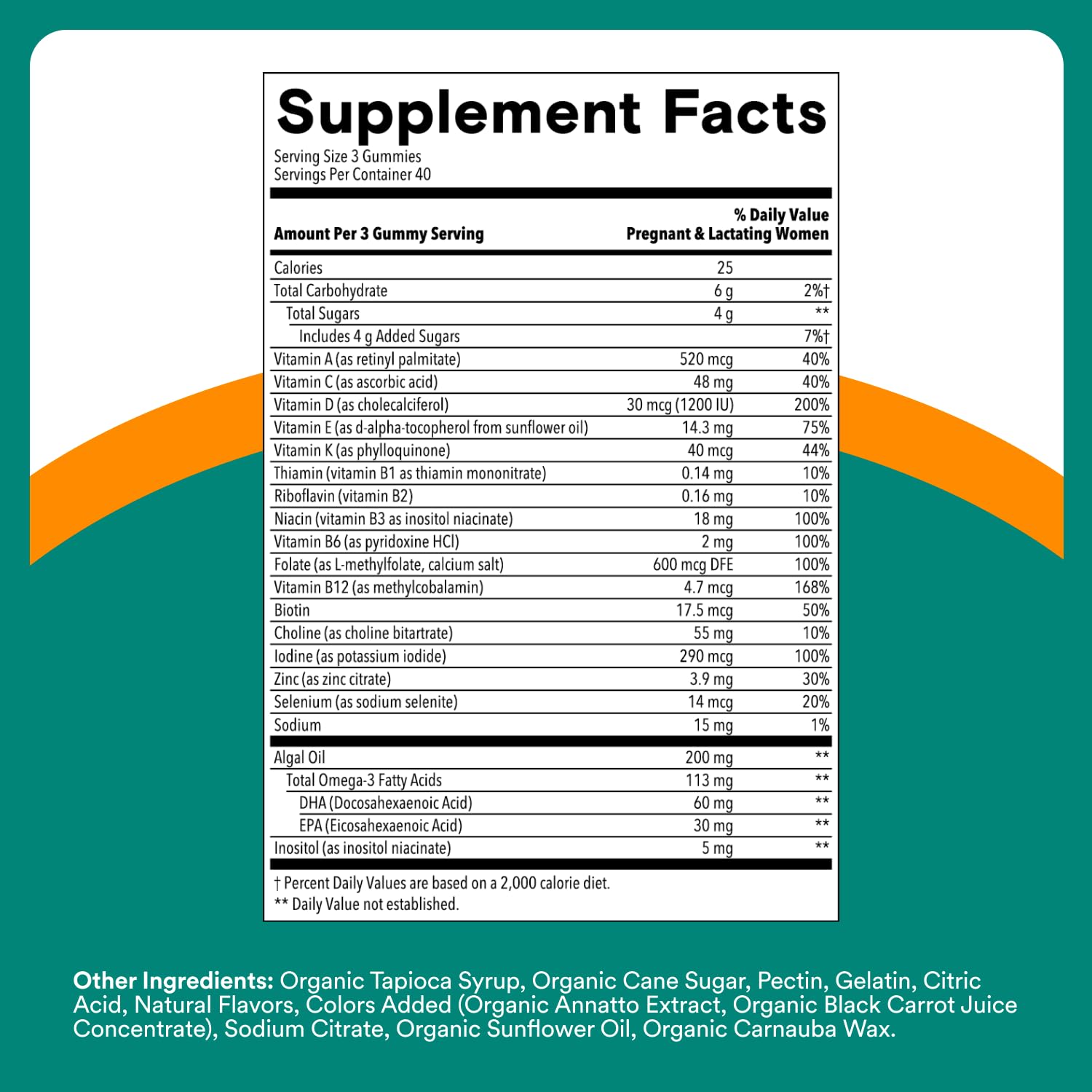 SmartyPants Prenatal Multivitamin Gummies, Omega 3 (DHA/EPA), Methylfolate, Biotin, Vitamin D3, C, Vitamin B12, B6, A, K & Zinc, Gluten Free, 120 Count (40 Day Supply) (Pack of 2)