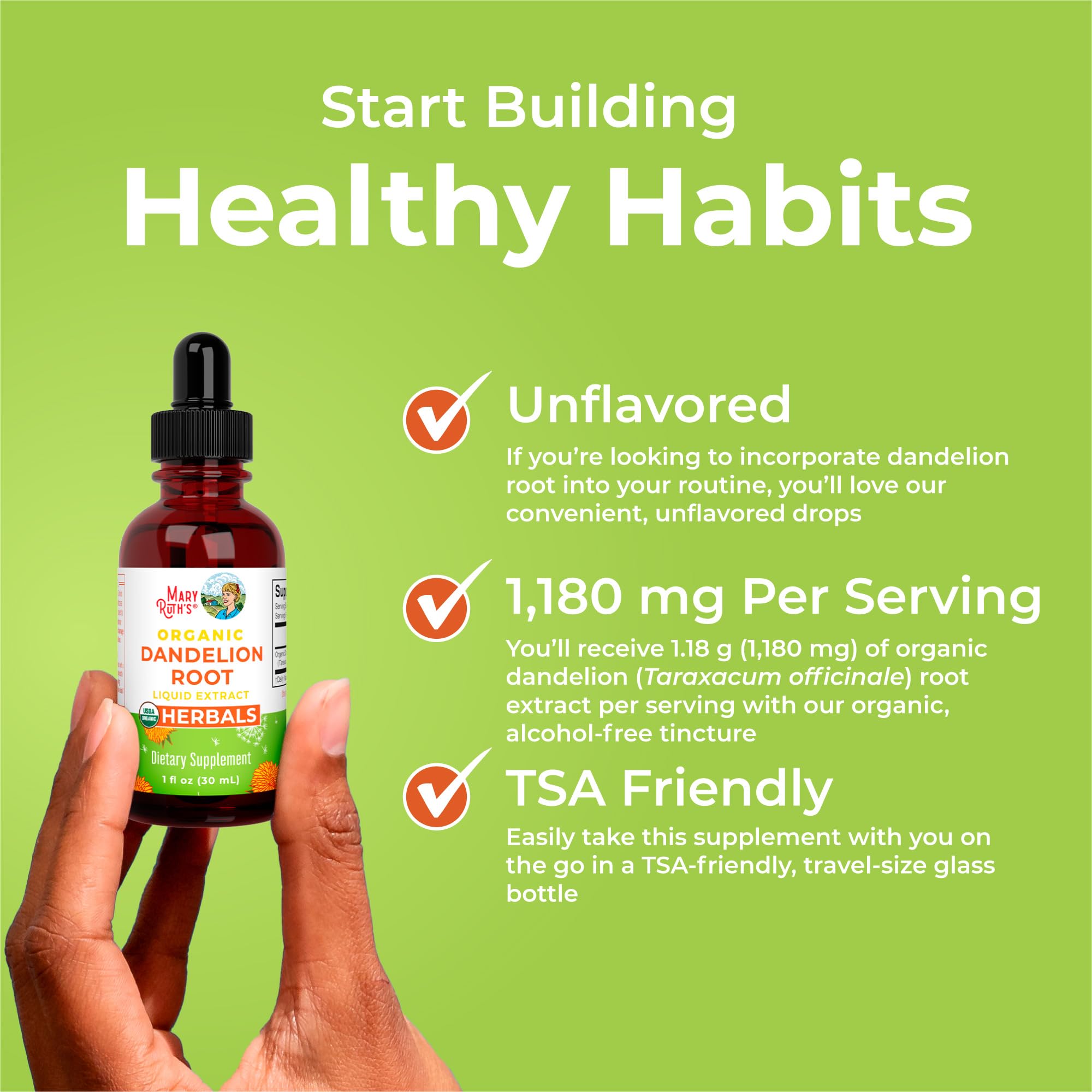 MARYRUTH'S Organic Dandelion Root Extract 1,180mg Dandelion Root, 1 oz