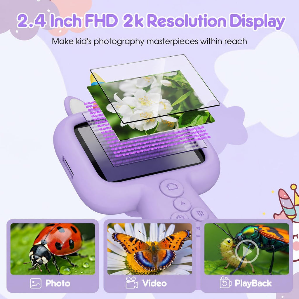 Vivid Glass 2.4" Screen Kids Microscope, 4K Handheld Digital Microscope
