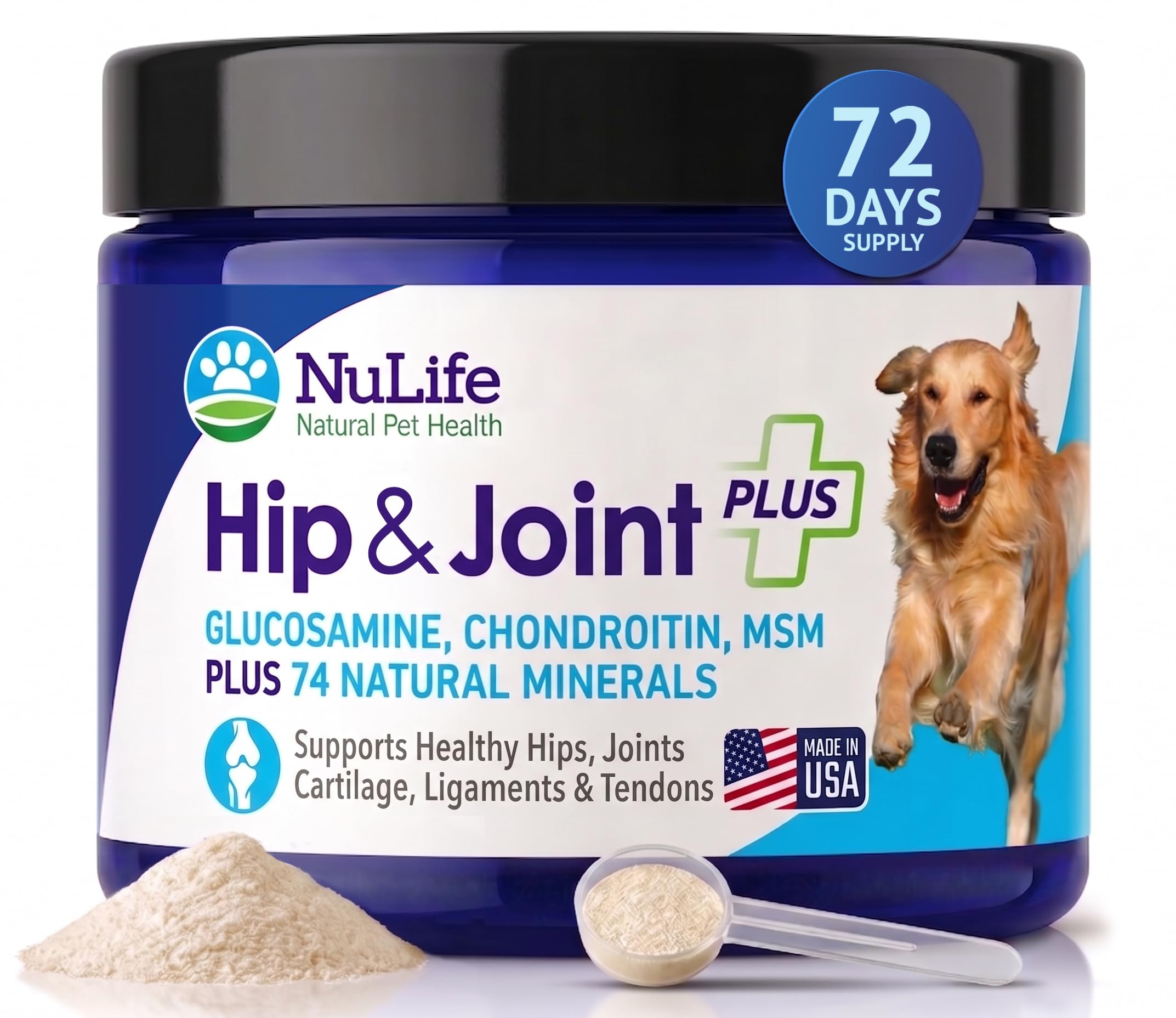 Advanced Glucosamine Powder for Dogs for Arthritis Pain Relief & Hip Dysplasia, Supports Joint Health & Reduces Inflammation with Glucosamine, Chondroitin, MSM & Coral Calcium, 6oz Powder